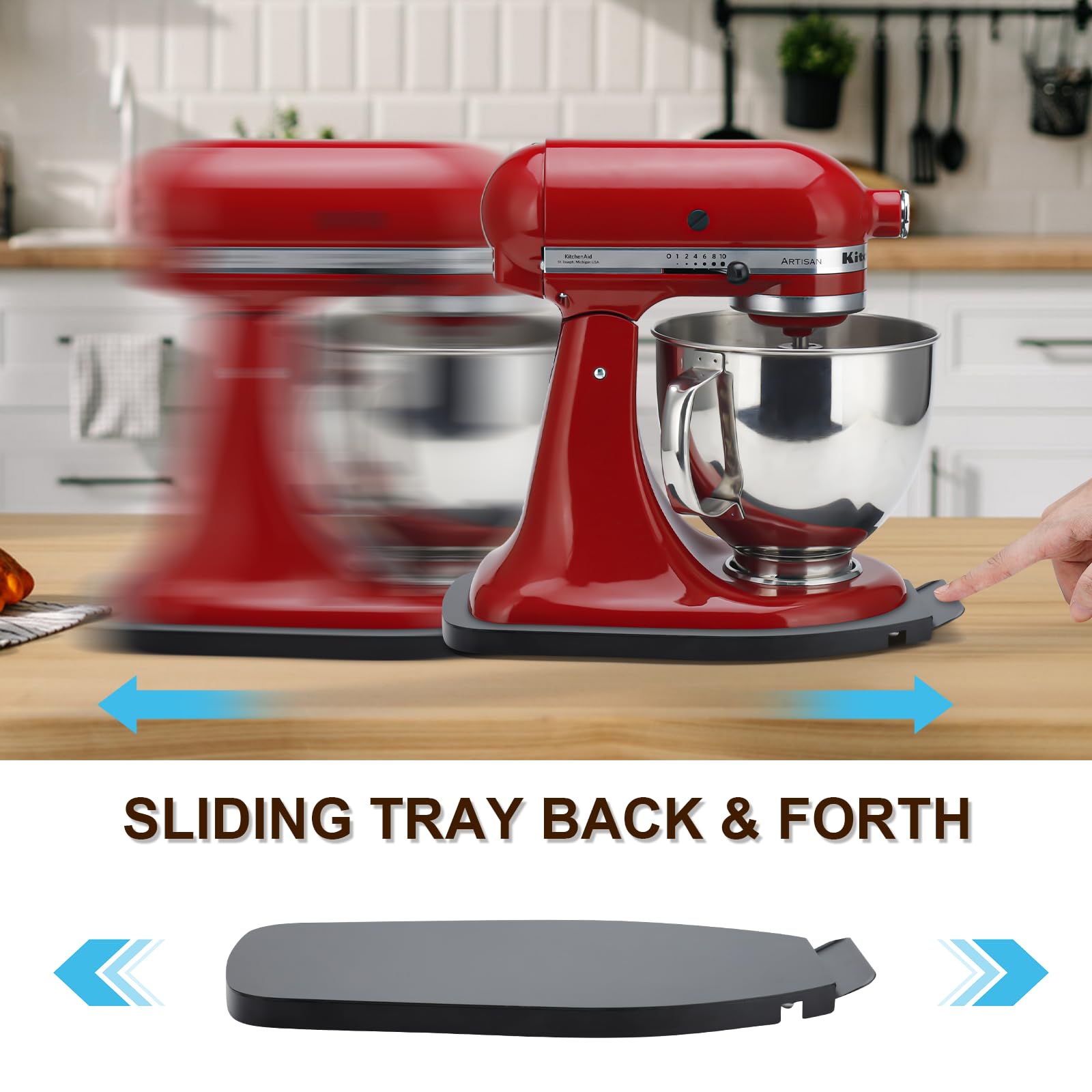 Sliding Tray For Kitchenaid Stand Mixer 4.5 5 Qt,Kitchen Appliance Slide Tray With Smooth Rolling Wheels, Metal Black Rolling Tr