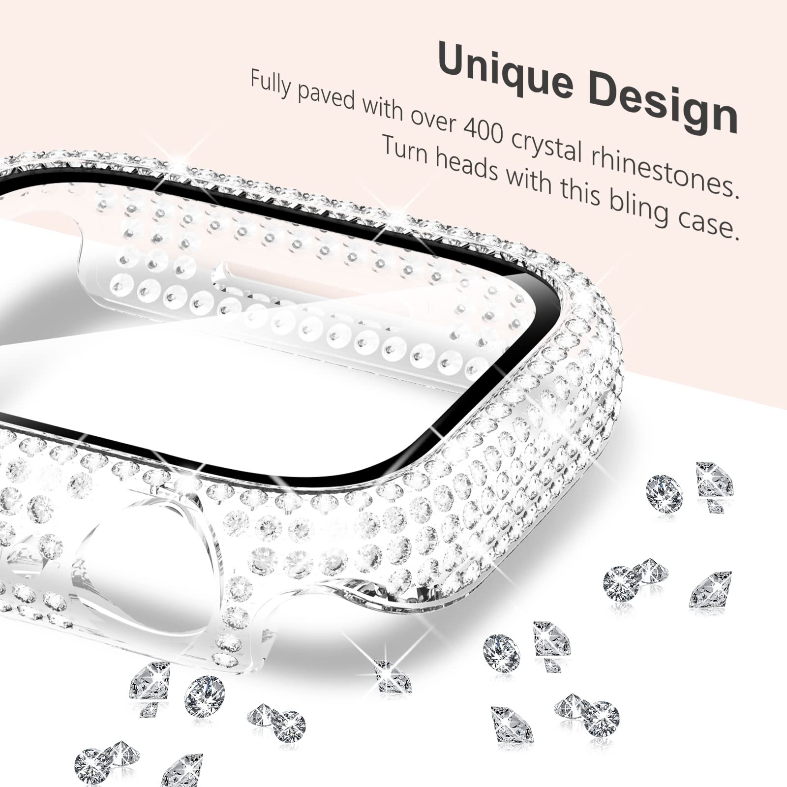 Kades 3 Pack Bling Cases Compatible For Apple Watch 40Mm Case With Built In Screen Protector For Iwatch Series Se Se2022 6 5 4 (