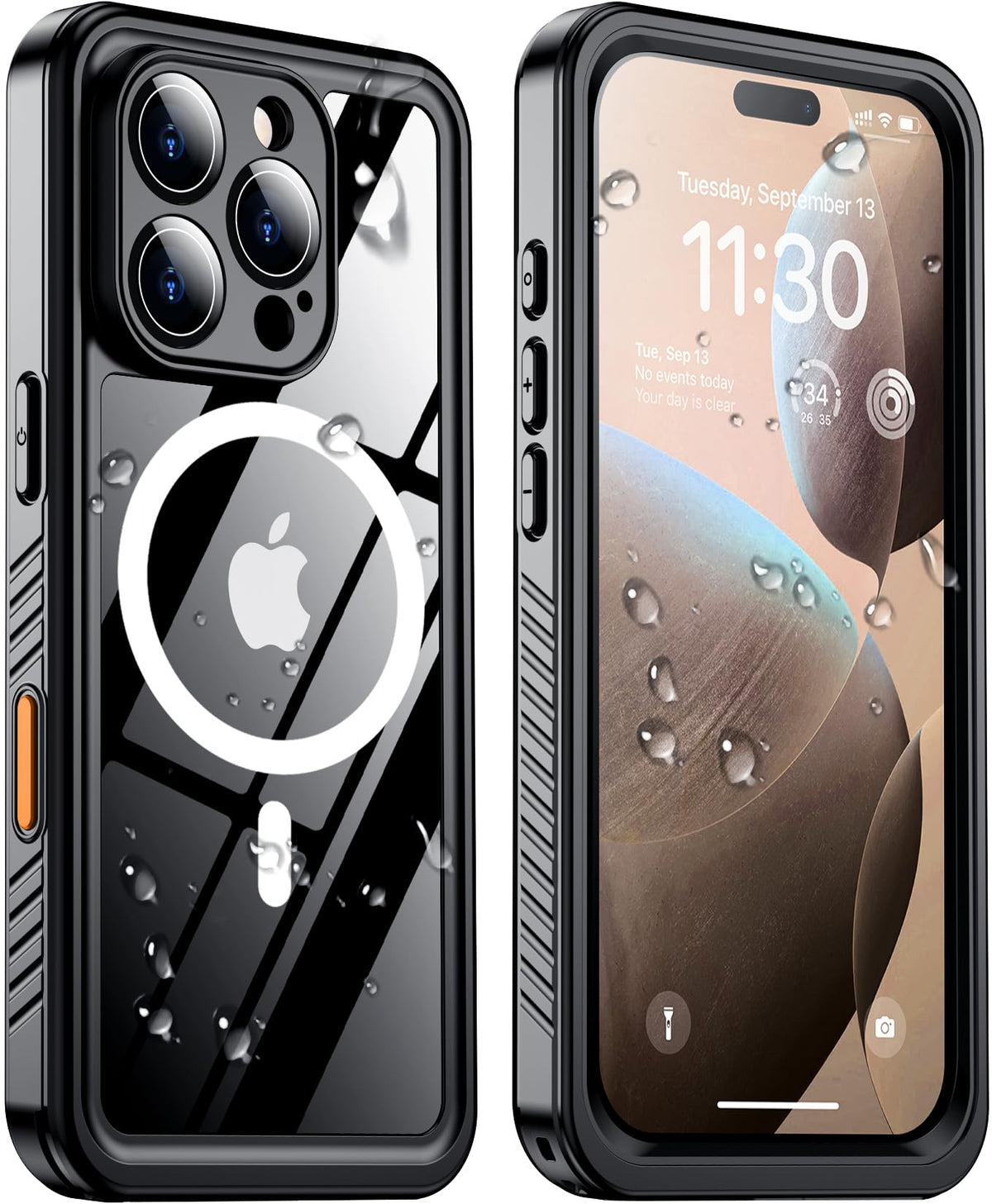 Temdan Magnetic For Iphone 16 Pro Max Case Waterproof,Built In Screen Protector[Ip68 Underwater][Upgrade Military Dropproof][Com