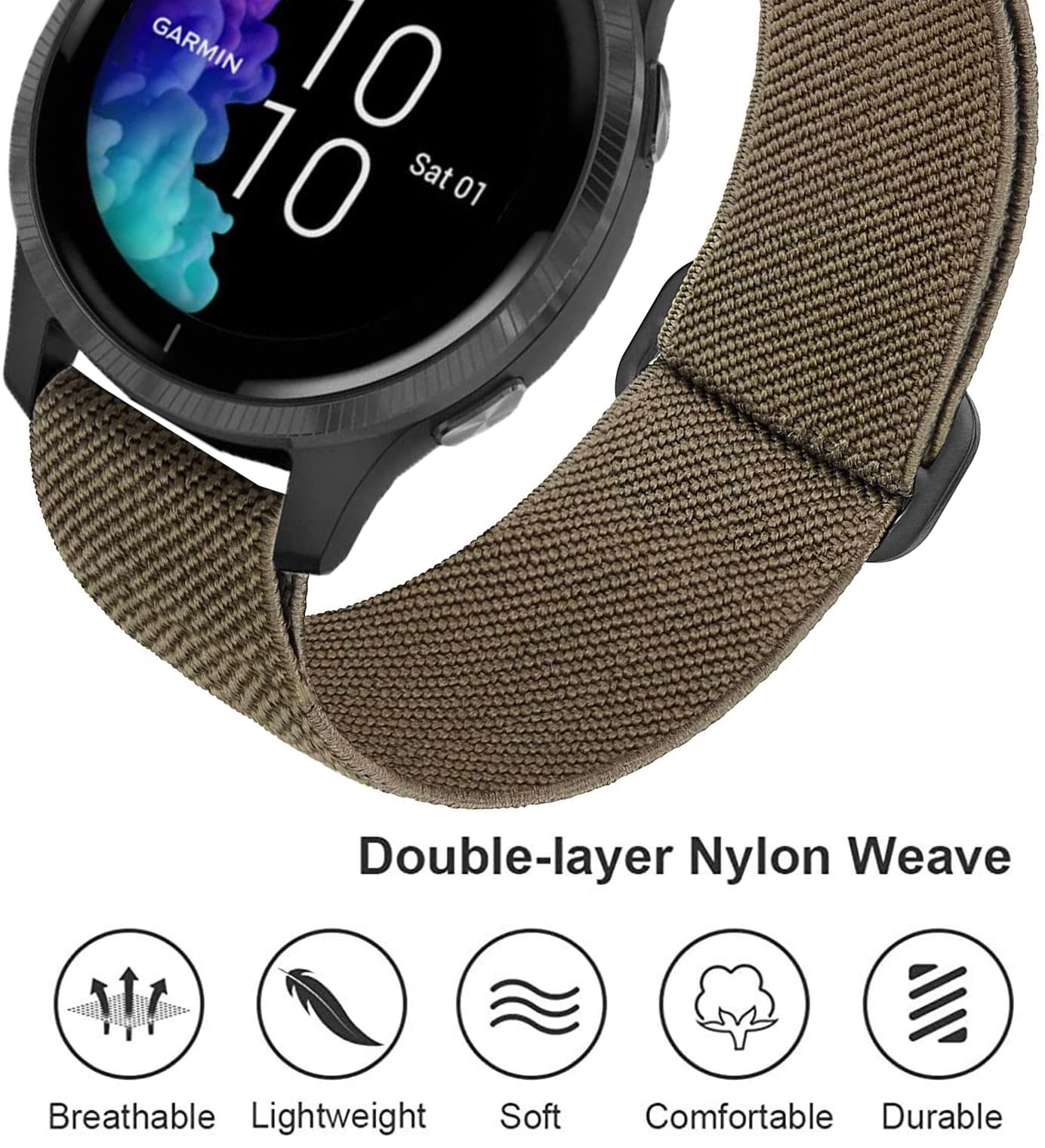 Gartoo Elastic Bands For Garmin Vivoactive 4/Venu 2 45Mm/Venu 3/Forerunner 255/955/265/965 Watch Bands, 22Mm Nylon Sport Band Fo