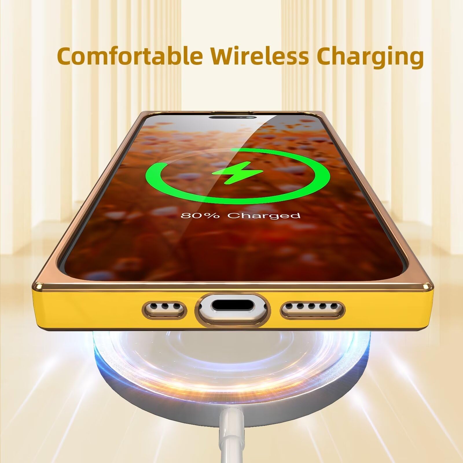 Tzomsze Case For Iphone 16,Camera Protection Cute Heart Pattern & Electroplate Reinforced Corners Shockproof Edge Bumper Case Fo