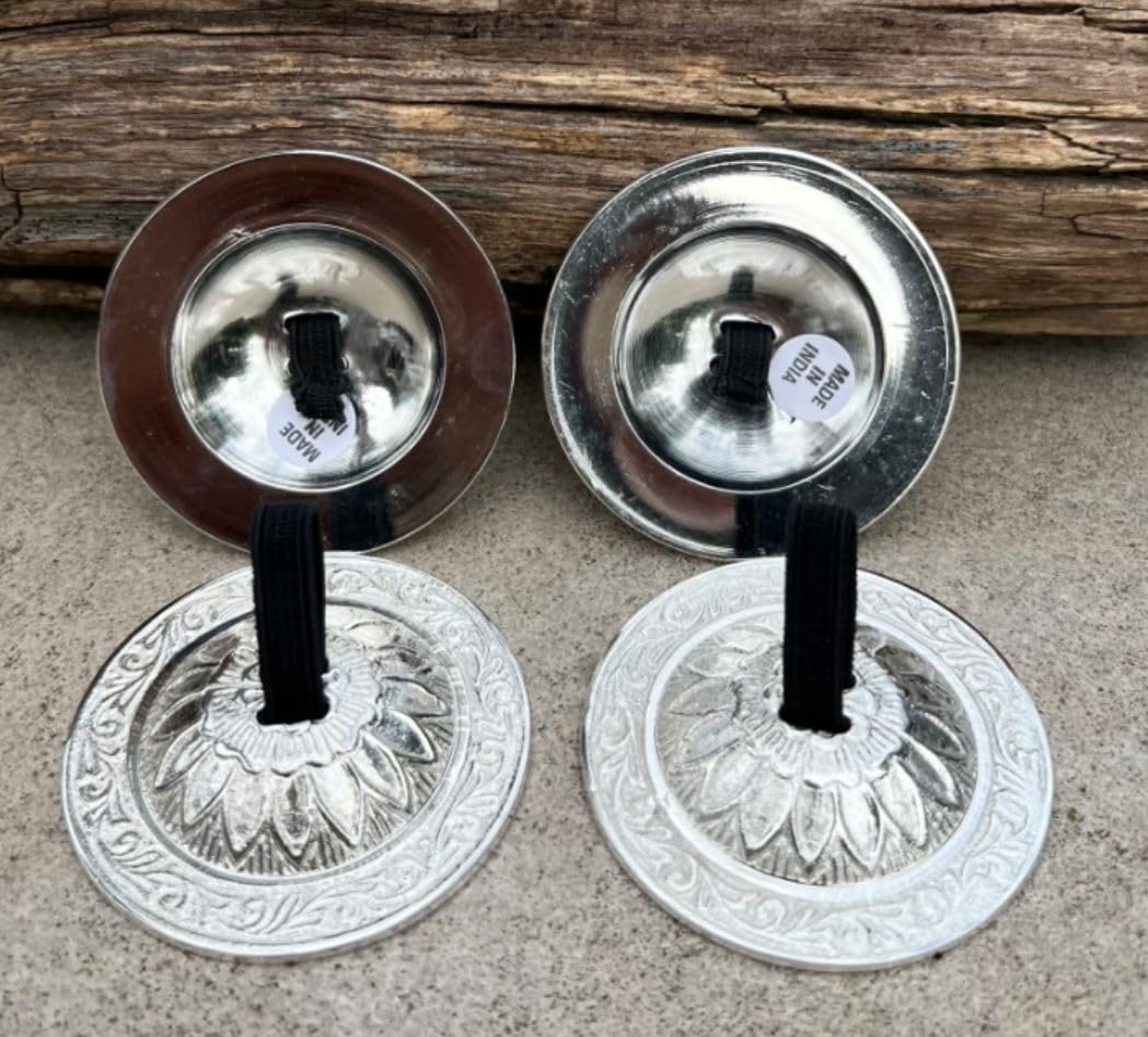 Dharmaobjects Belly Dancing Silver Lotus Pro Finger Cymbals Zills