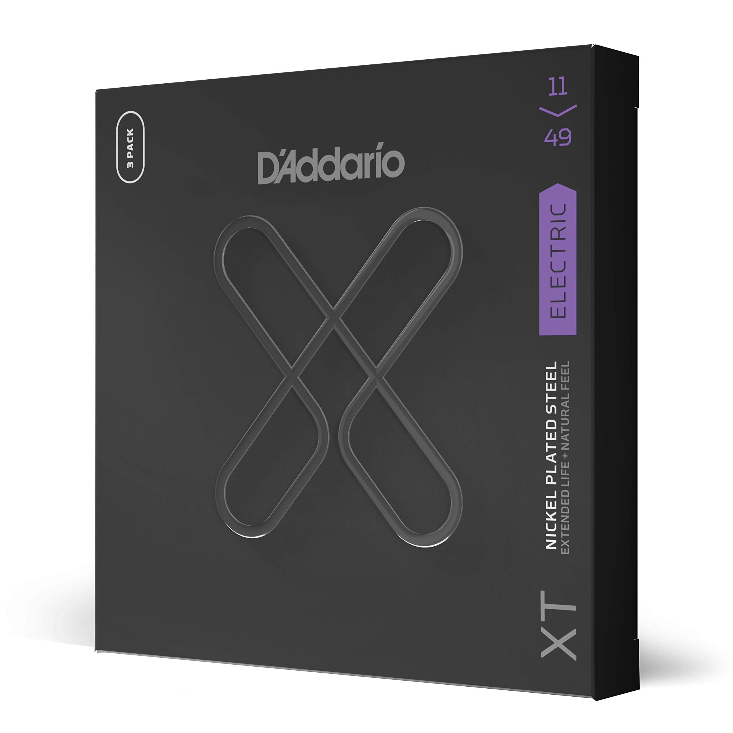 D'Addario Electric Guitar Strings, Xt Nickel Coated, Xte1149 3P, Medium Gauge 11 49, 6 String Set, Pack Of 3