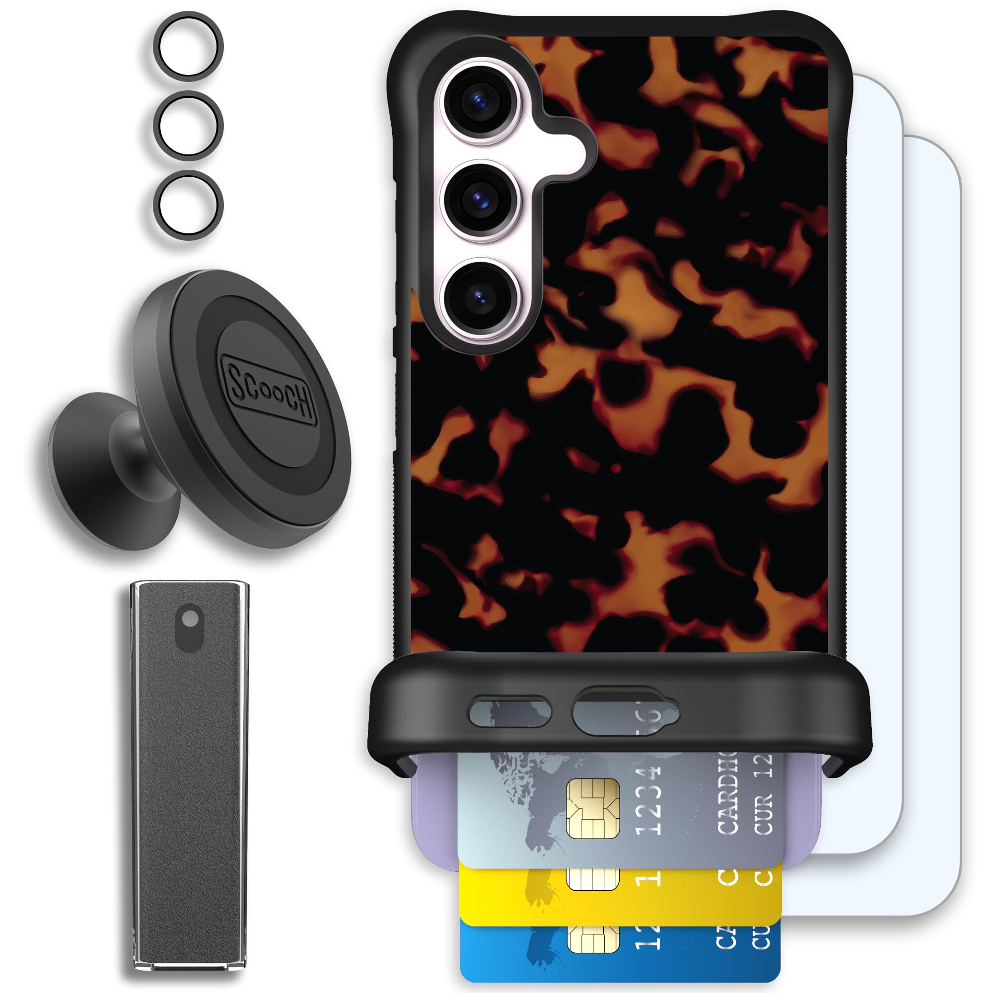 Scooch Wingmate for Samsung Galaxy S24 [Defender Bundle] with 2 Tempered Glass Screen Protectors, Camera Lens Protector, Wingmou