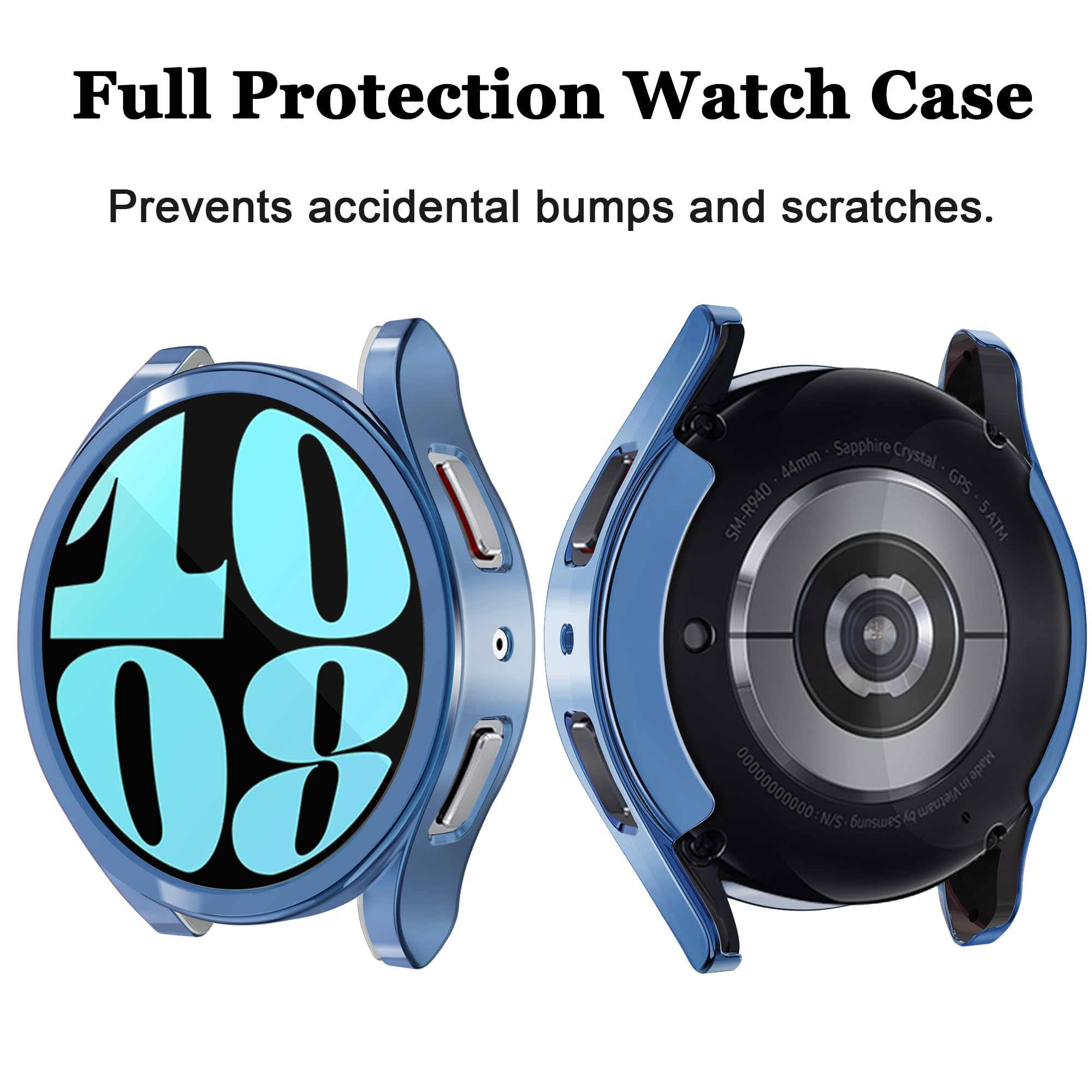 [6 Pack] Yuvike Watch Screen Protector Compatible With Samsung Galaxy Watch6 44Mm, Soft Tpu Bumper Case, Anti Scratch Full Prote