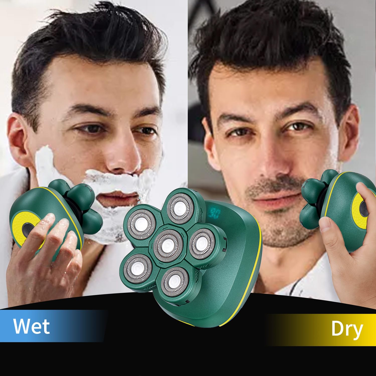 Head Shaver For Bald Men, Cordless Electric Razors Waterproof 6D Rotary Shavers For Head And Face, Rechargeable Head Shavers Wit