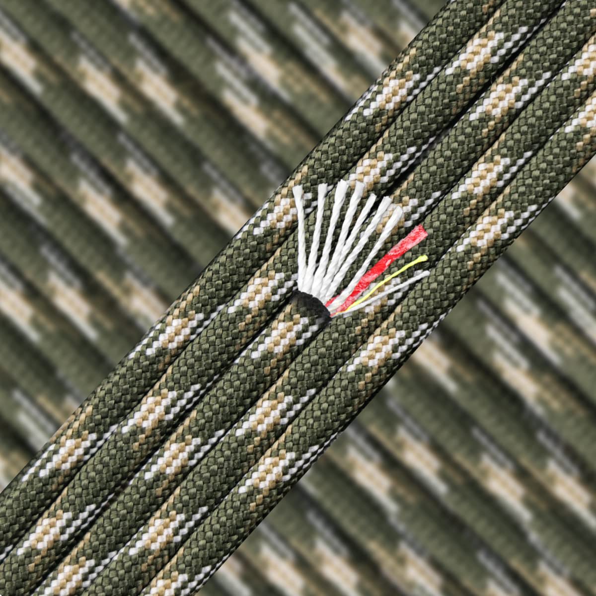 Survival Paracord 550 Rope Pskook Fire Starter Parachute Cord 7 Strand Nylon With Red Tinder Cord Pe Fishing Line Cotton Thread