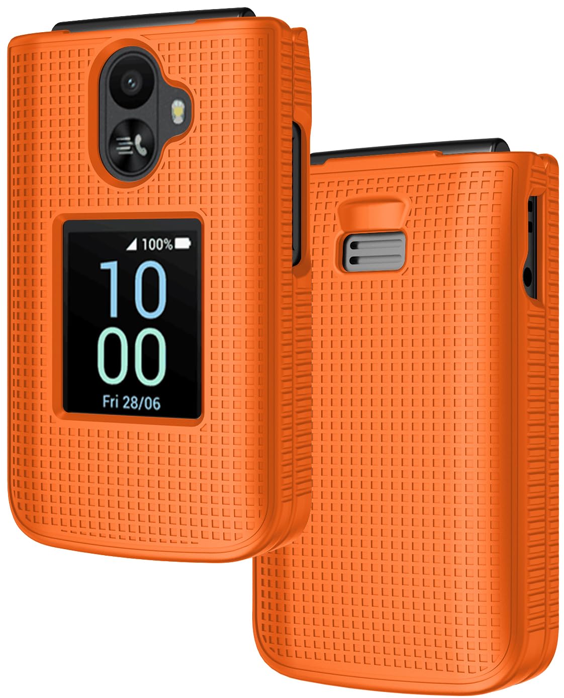 Nakedcellphone Case for TCL Flip 3 Phone, Slim Hard Shell Protector Cover [Anti-Fingerprint, Grid Texture] for T435 (2024) - Bri
