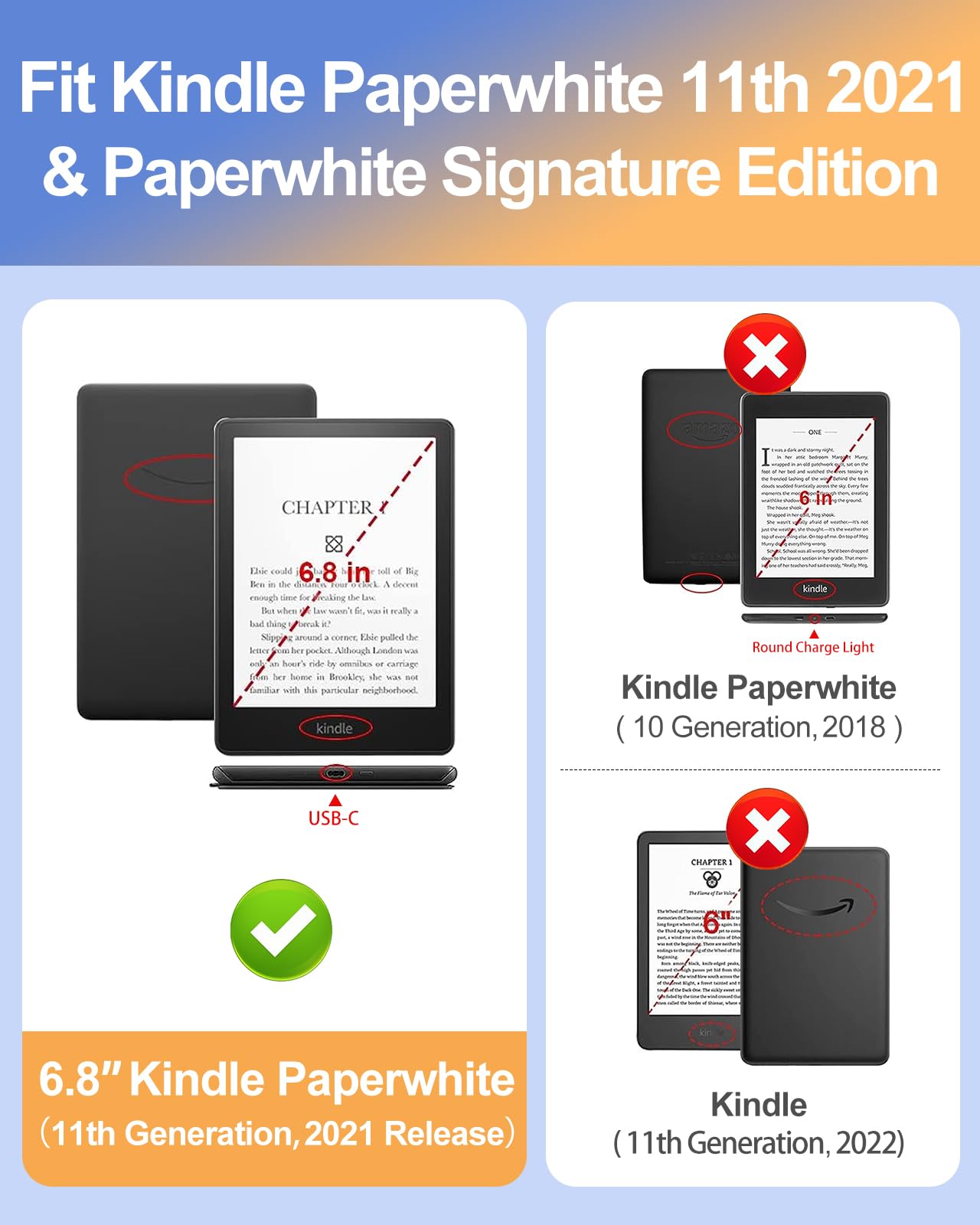 Kidcube For Kindle Paperwhite 11Th Generation Case 6.8 Inch 2021/Paperwhite Signature Edition Case Women Girls Kids Cute Kawaii