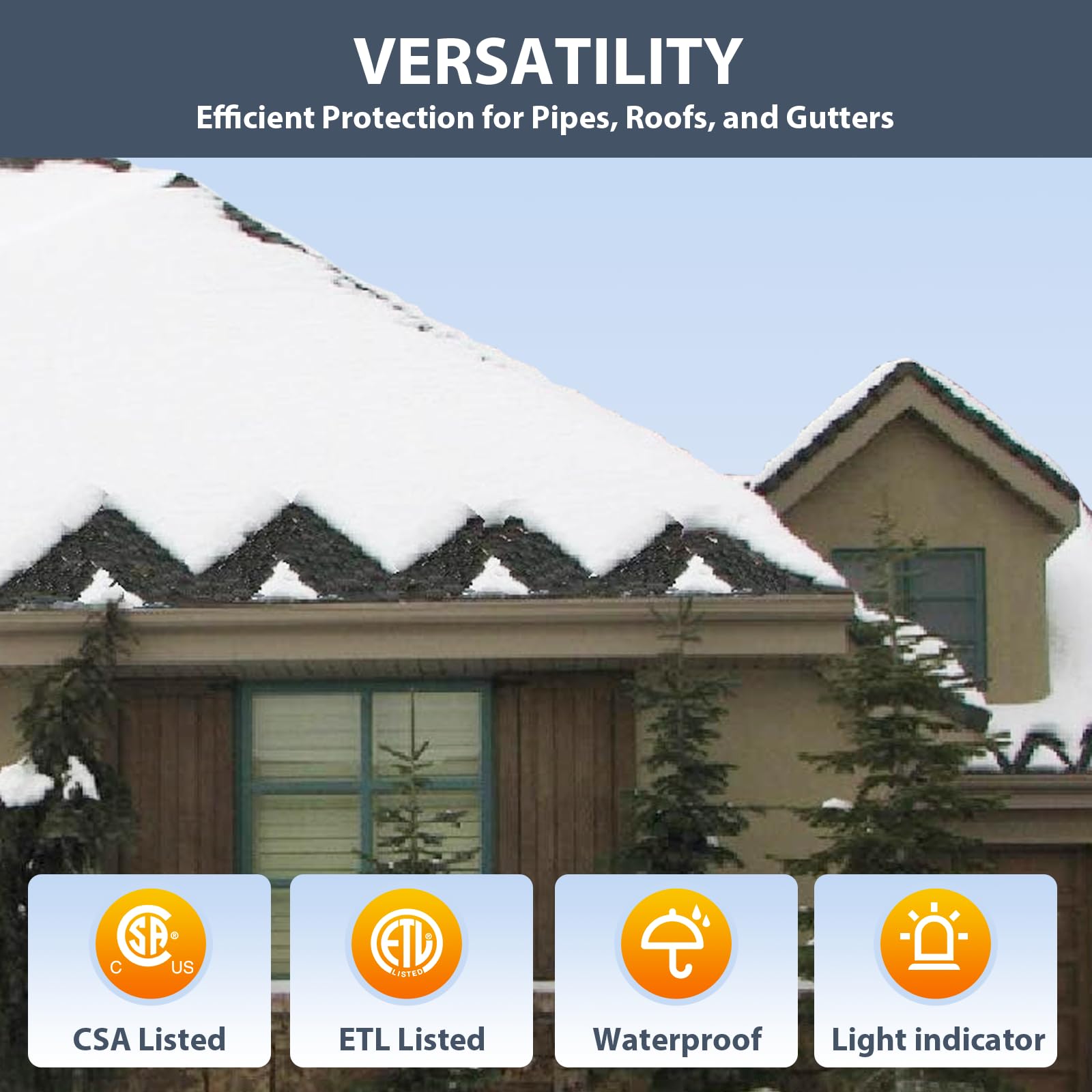 Heatit Hird 160 Feet 5 Watts Per Foot Roof & Gutter Snow De Icing Cable