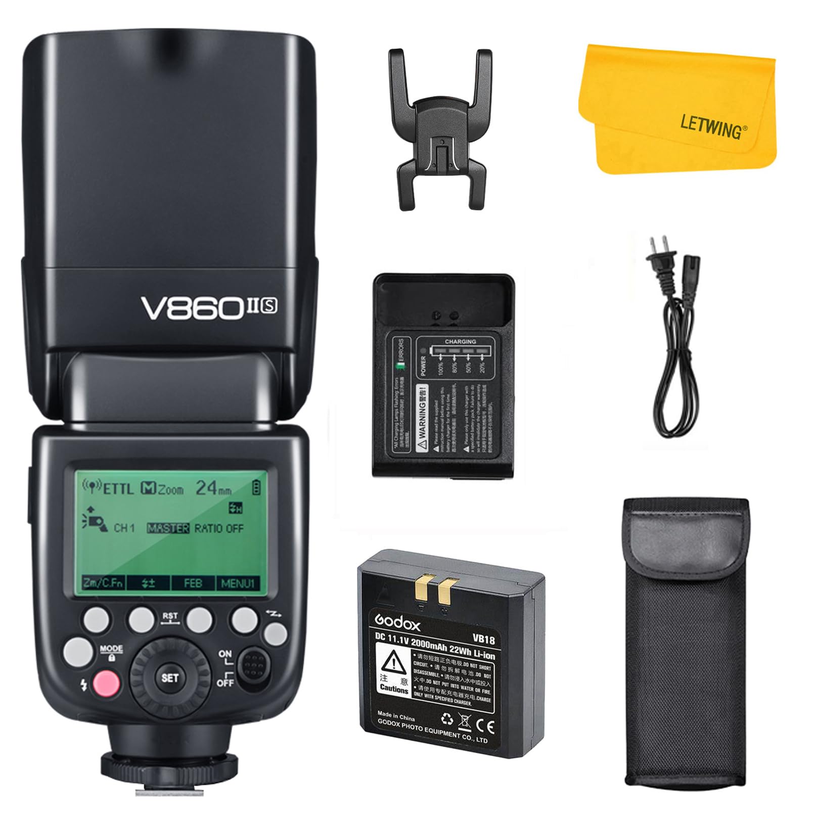 Godox V860II-S TTL Flash for Sony, GN60 2.4G Speedlite for Sony HSS 1/8000s, 2000mAh Li-ion Battery, Approx. 650 Full Power Flas