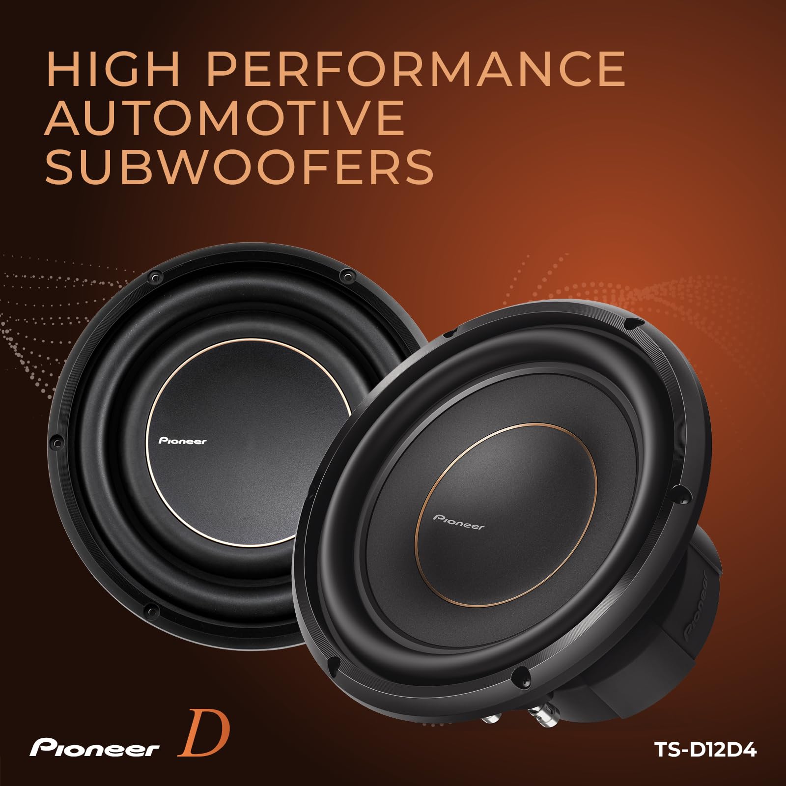 Pioneer Car Tsd12D4 D Series 12 Inch 2000 Watt Max Power, Dual 4 Ohm Voice Coil, Aramid Fiber Impp Cone, Rubber Surround   Compo