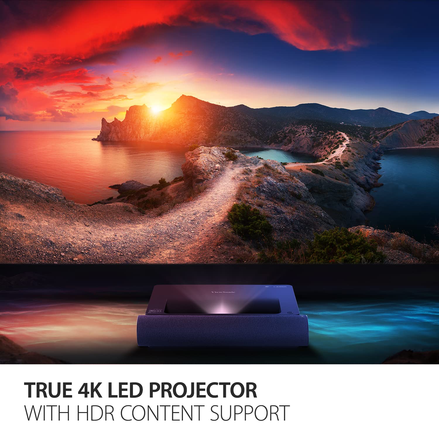 Viewsonic X2000B-4K Ultra Short Throw 4K Uhd Laser Projector With 2000 Lumens, Wi-Fi Connectivity, Cinematic Colors, Dolby And D