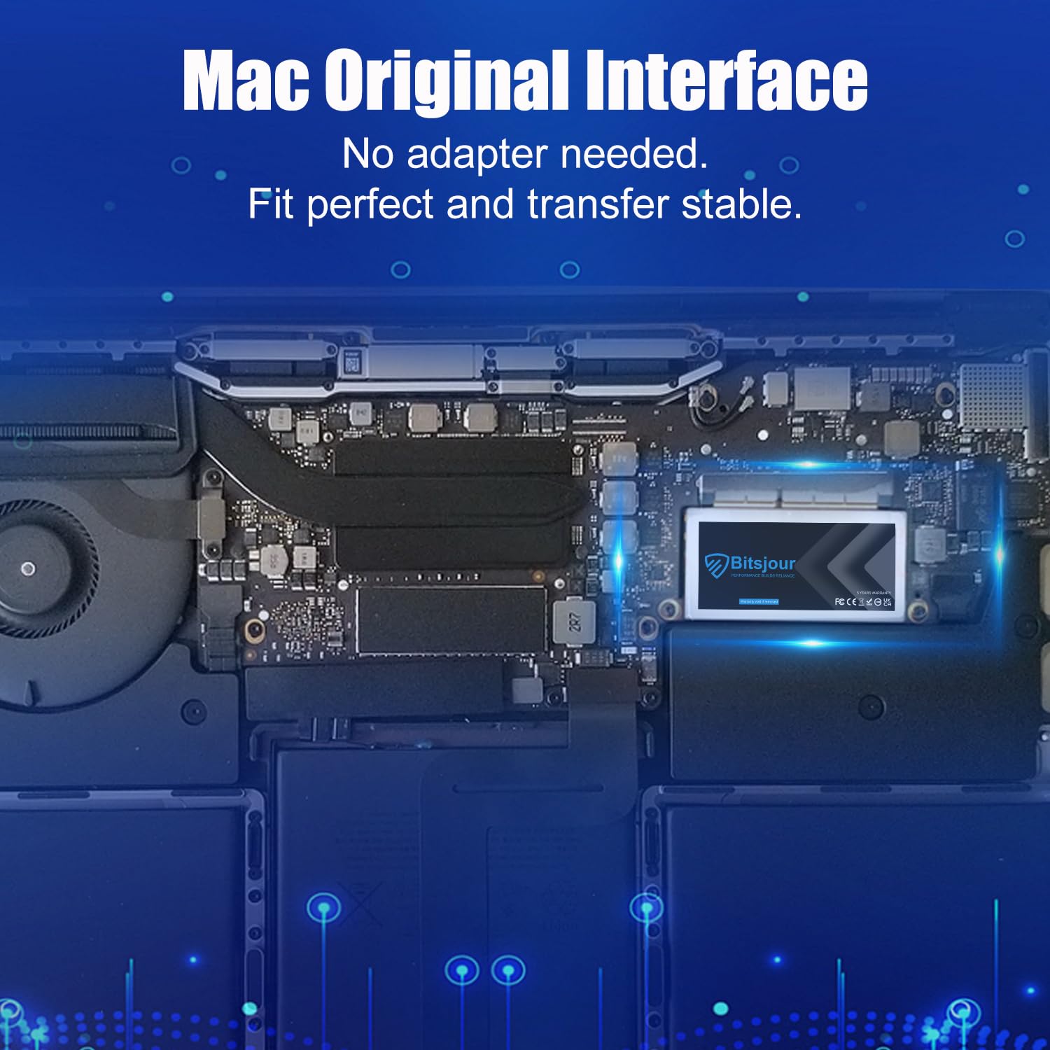 Bitsjour 2Tb Nvme Ssd For 2016 2017 Apple Macbook Pro 13'' A1708 Emc 2978/3164 Non Touch Bar, Original Mac Interface 3D Nand Tlc