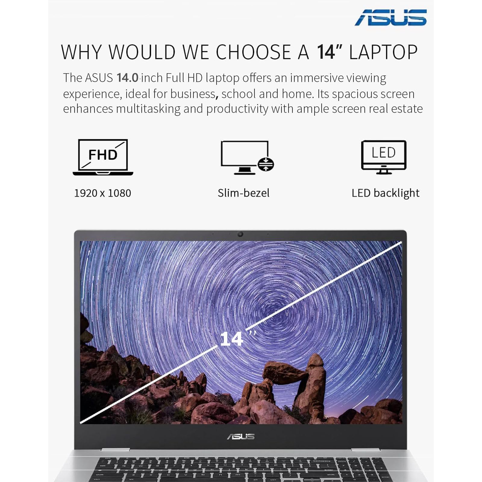 Asus Chromebook Laptop 14Inch Fhd Ips Display   8Core Mediatek Kompanio 520   Google Chromebook School Student   Long Battery Li