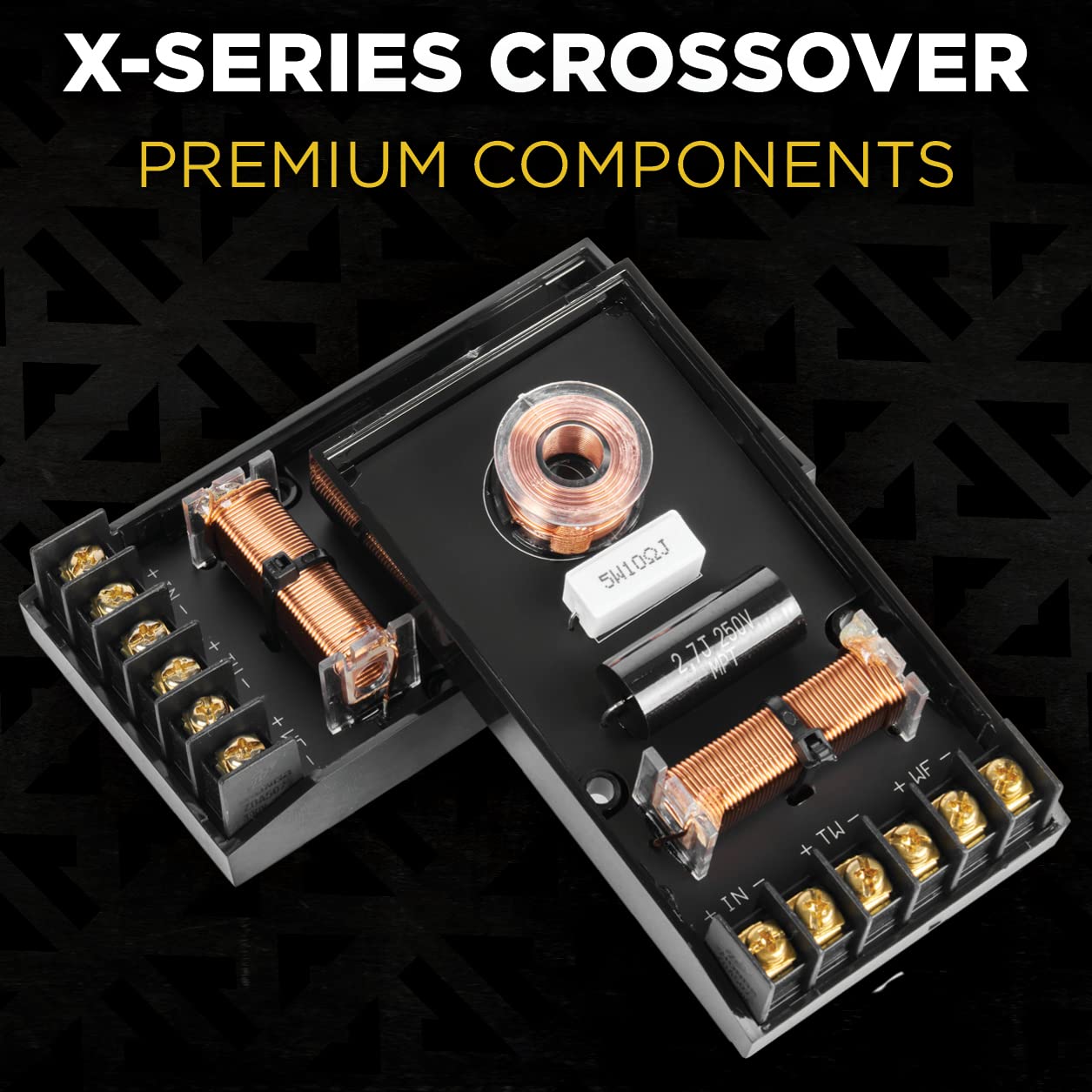 Nvx Xsp65Kit 6.5 Car Speakers, 600W Max, 200W Rms, 2-Way 6-1/2 Inch Component System W/ 1 Silk Dome Tweeters & Passive X-Overs,