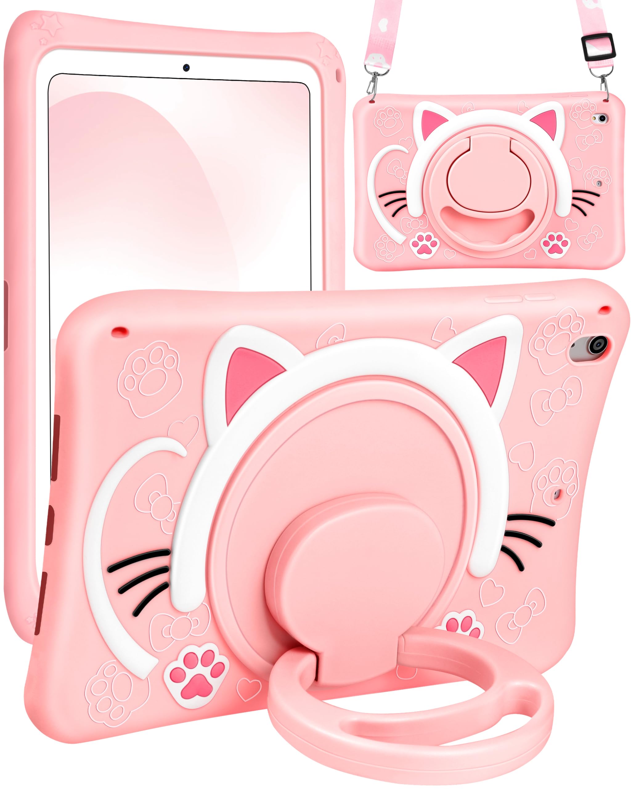 Wazzasoft For Ipad Air 3Rd Generation Case, Pro 10.5    Case Girls Cute Cat Kawaii Cover Girly 3D Cartoon With Rotating Handle S