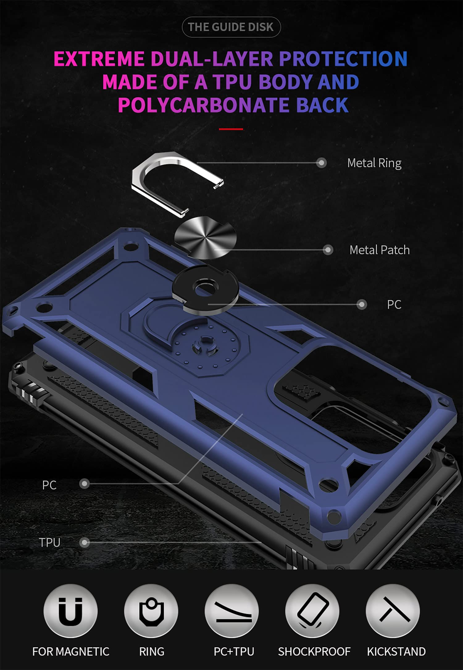 Addit S20 Ultra Case,S20 Ultra 5G Case, [Military Grade ] 15Ft. Drop Tested Protective Case With Magnetic Car Mount Ring Holder