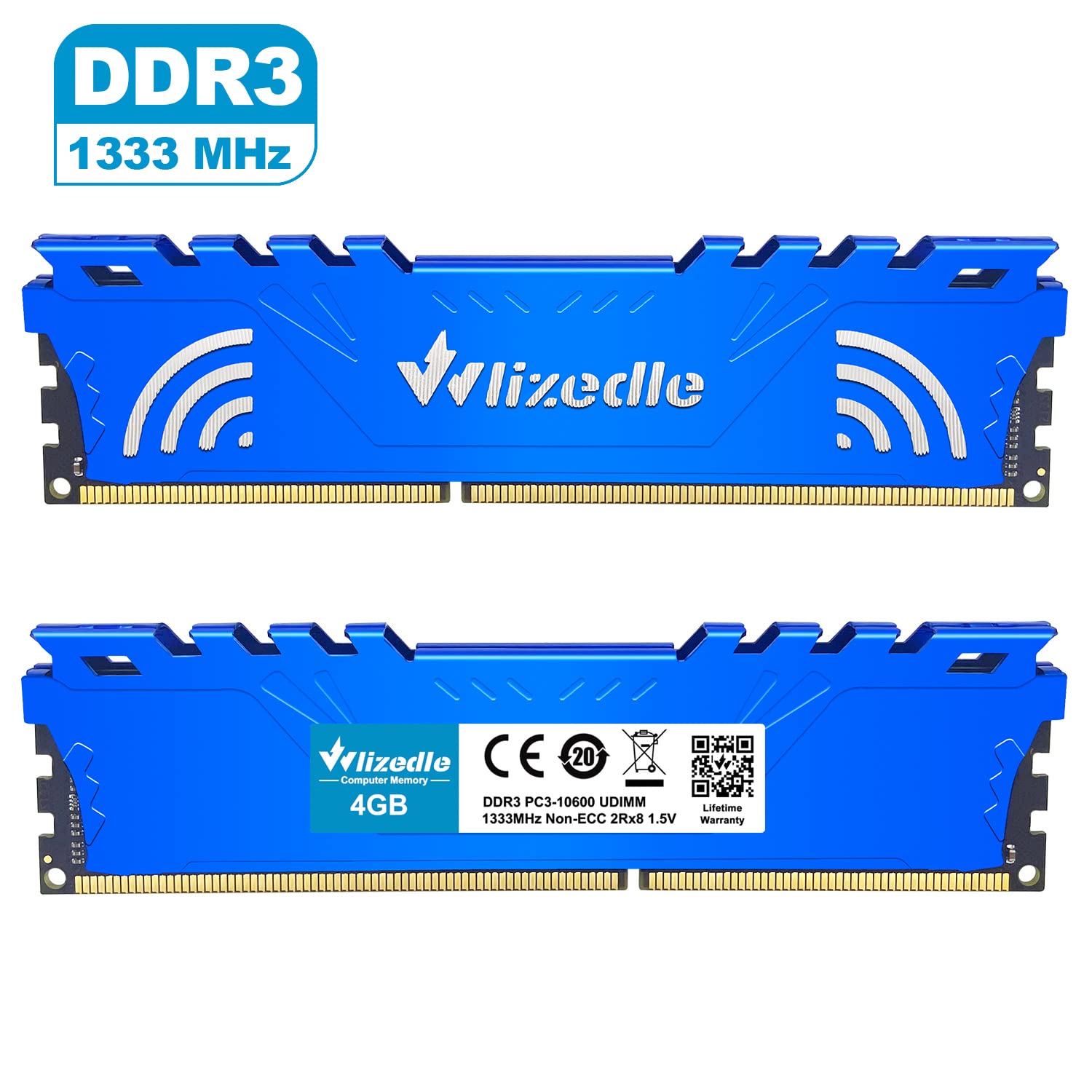 Ddr3 Ram 4Gb 1333Mhz Cl9 Dimm Wlizedle Desktop Memory Pc3 10600 240 Pin 1.5V 2Rx8 Dual Rank Channel Non Ecc Unbuffered Pc Comput
