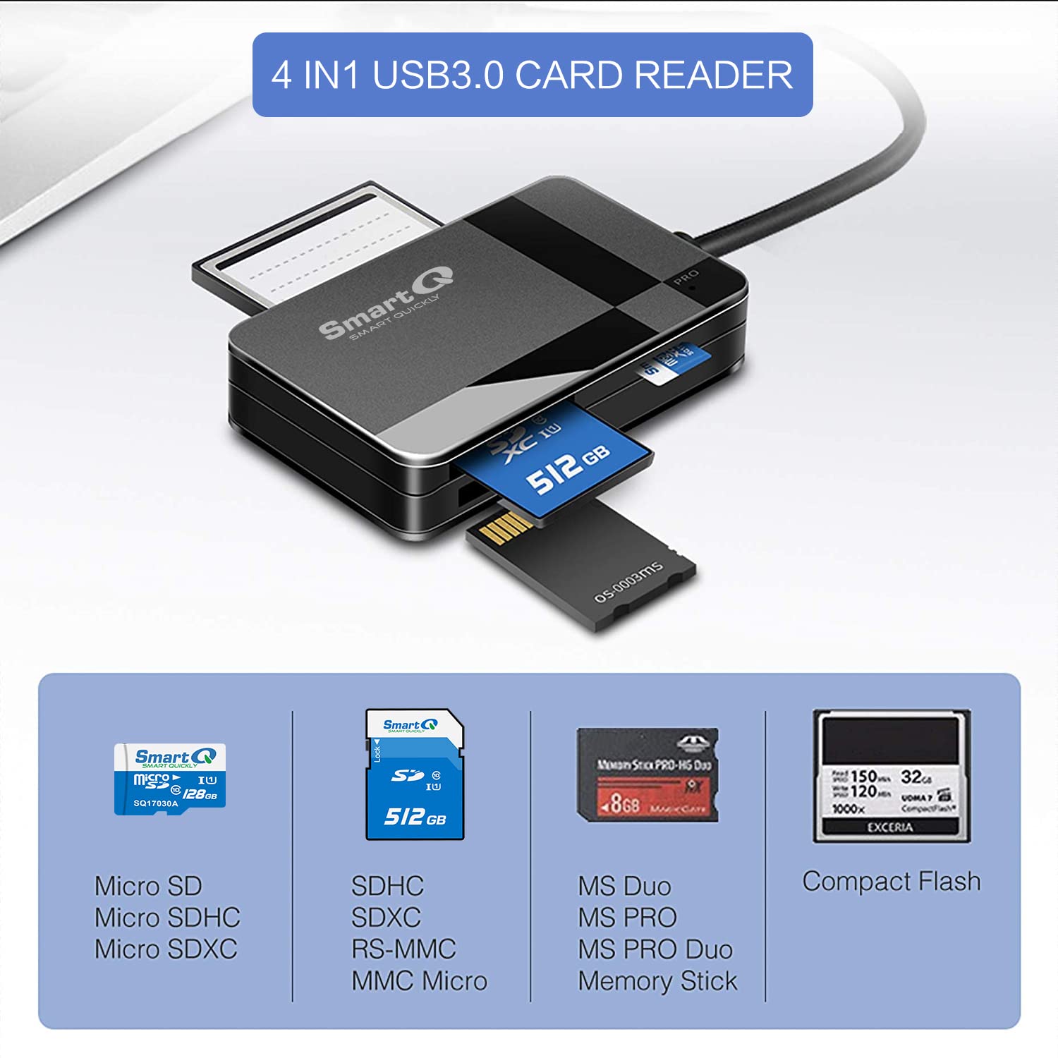 C368 Usb 3.0 Sd Card Reader, Plug N Play, Apple And Windows Compatible, Powered By Usb, Supports Cf/Sd/Sdhc/Scxc/Mmc/Mmc Micro/R