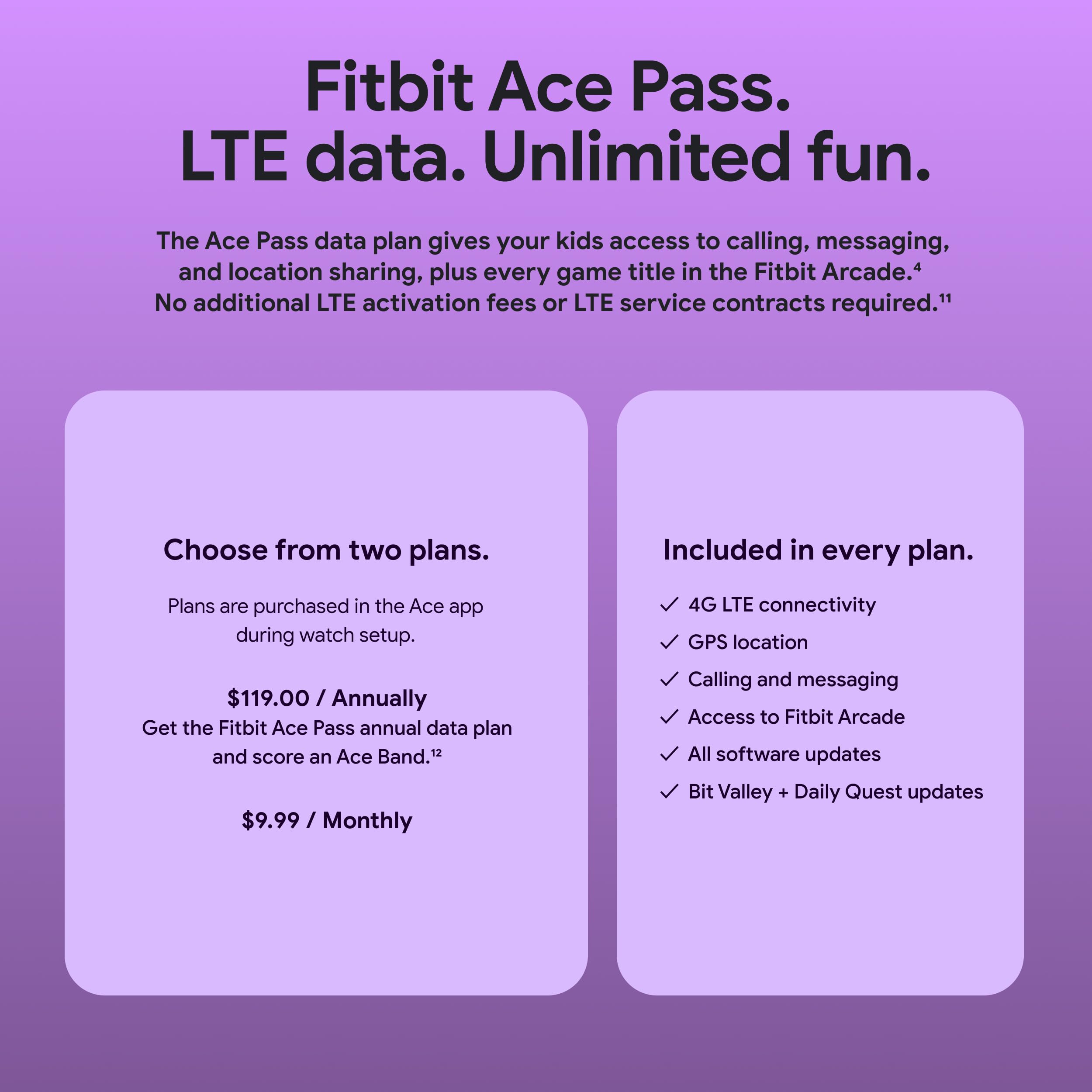 Fitbit Google Ace Lte - Kids Smartwatch With Call, Message, Gps, And Activity-Based Games, Ace Pass Data Plan Required - Spicy -