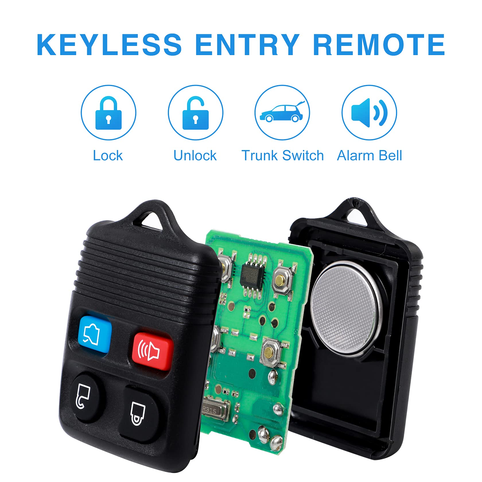 Big Autoparts Key Fob 4 Button Keyless Entry Remote Control Key Fob Fit For Ford Focus Explorer Mercury Lincoln Mazda Tribute,2