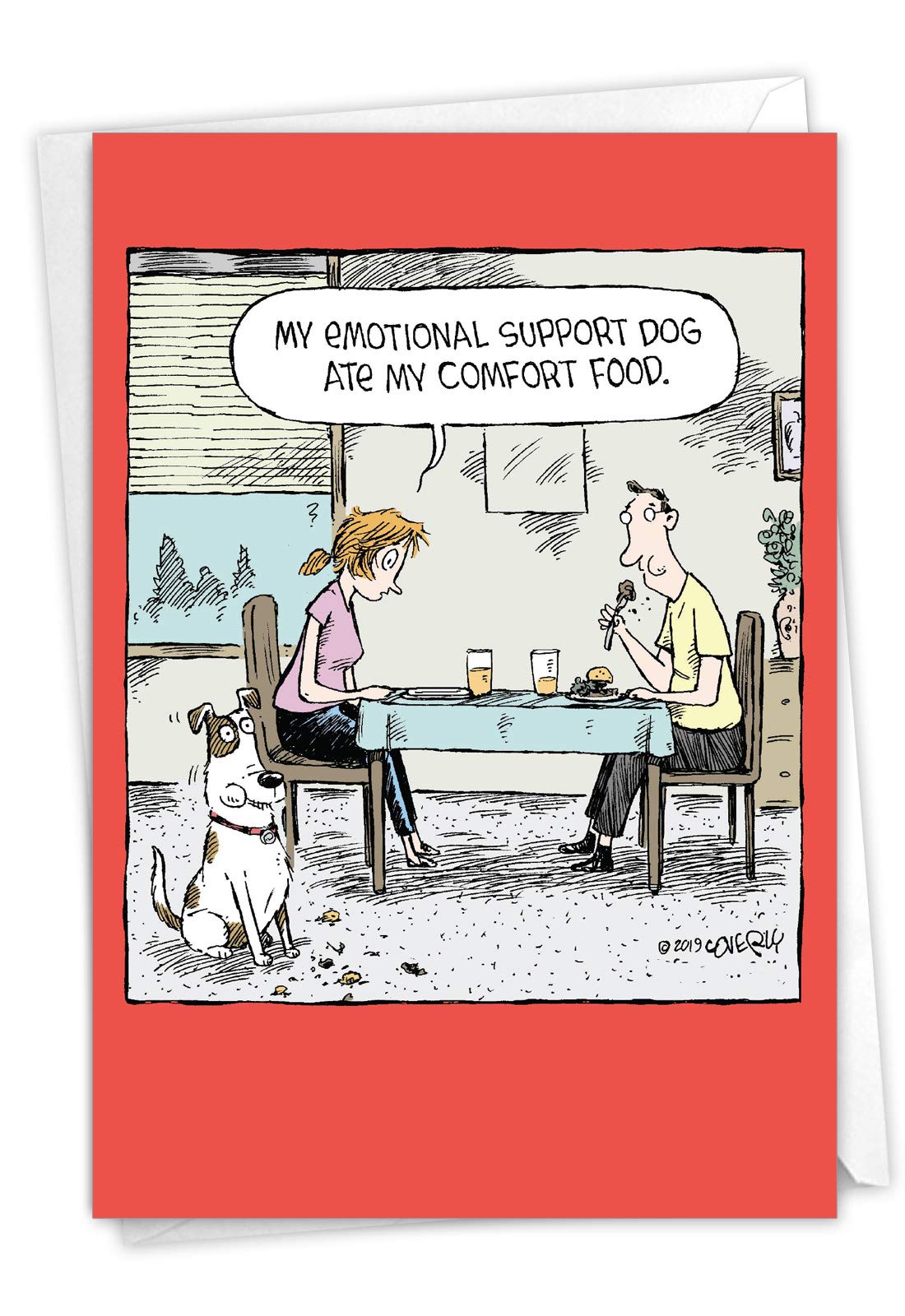 Nobleworks   1 Humor Birthday Card With Envelope   Funny Cartoons For Birthday Greetings, Celebration Notecard   Support Dog C36