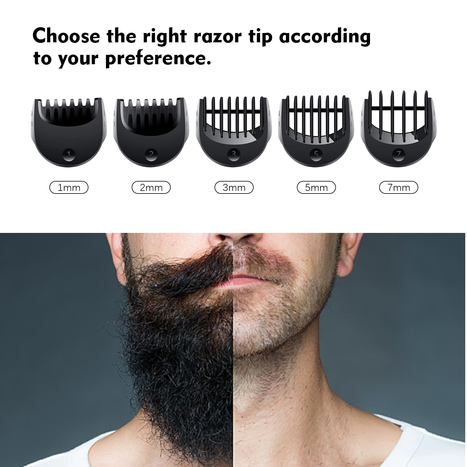 Beard Trimmer Attachment Fit For Br Aun Series 5, 6 And 7 Electric Razors 1/2/3/5/7Mm, Replacement Shaver Guide Combs For 5018S,