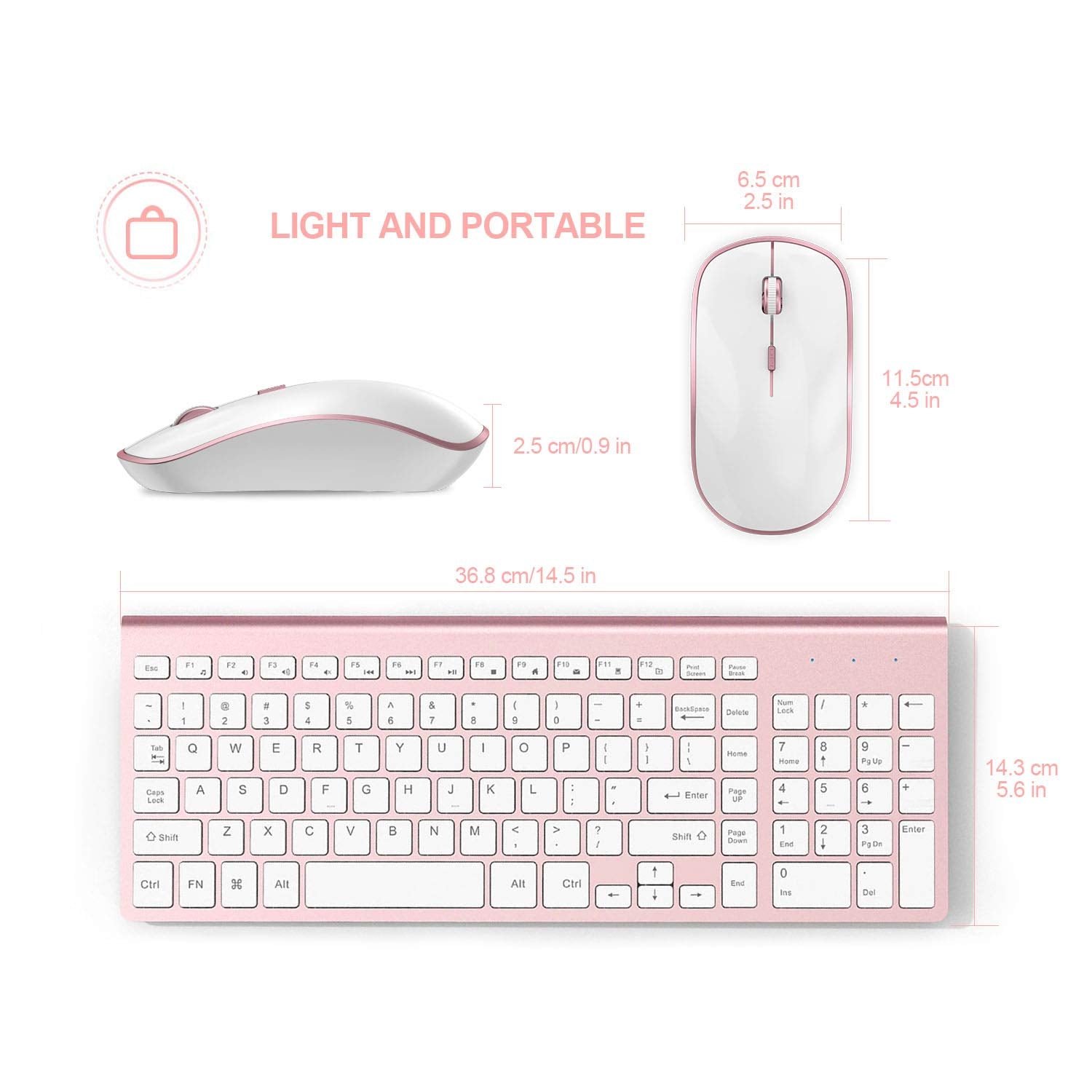 Wireless Keyboard Mouse, J Joyacces2.4G Compact And Ultra Slim Wireless Keyboard And Mouse For Windows, Computer, Desktop, Pc, L