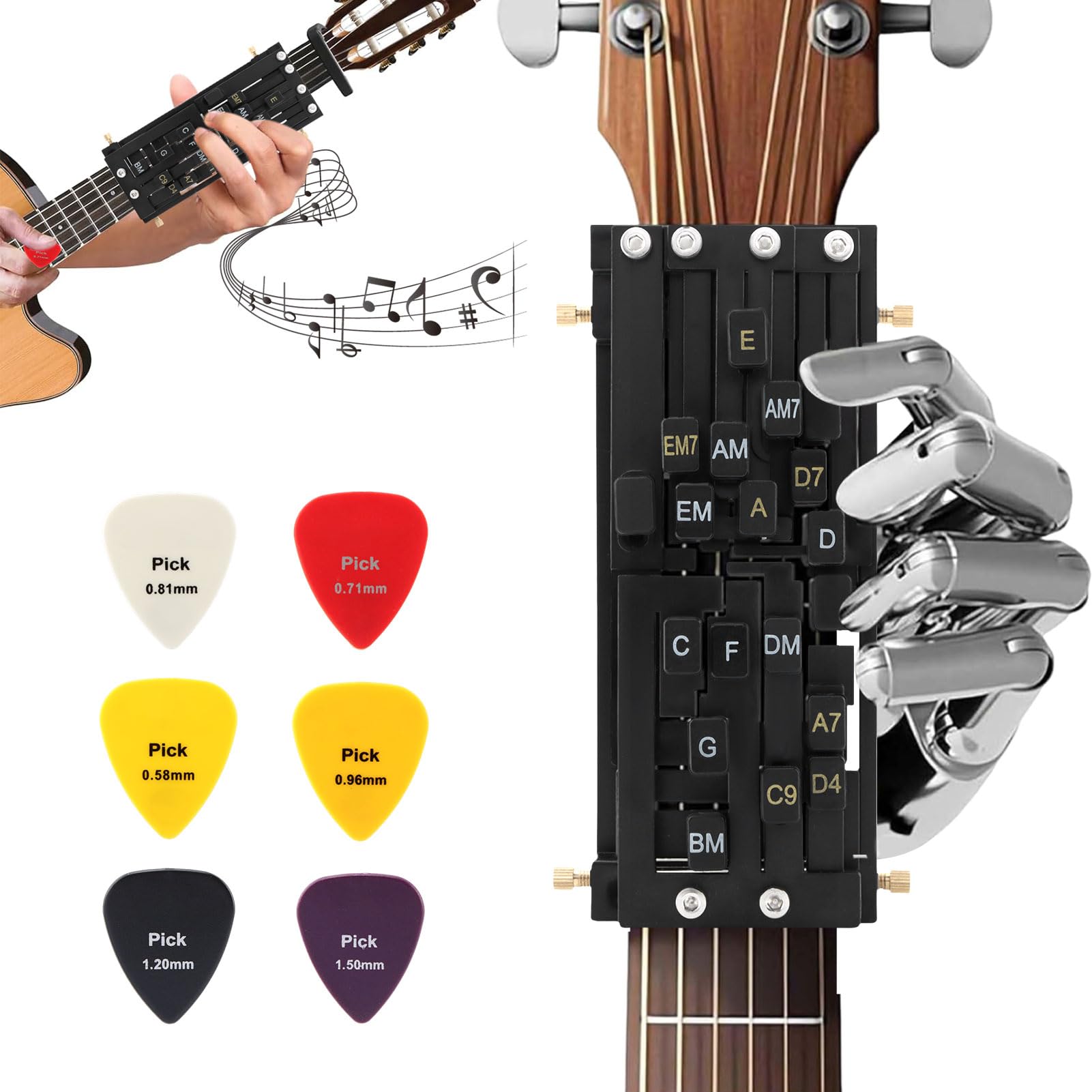 Portable Guitar Chord Presser, Guitars Chord Helper And Trainer for Acoustic Guitar, Guitars Learning Tools for Beginners and Ar