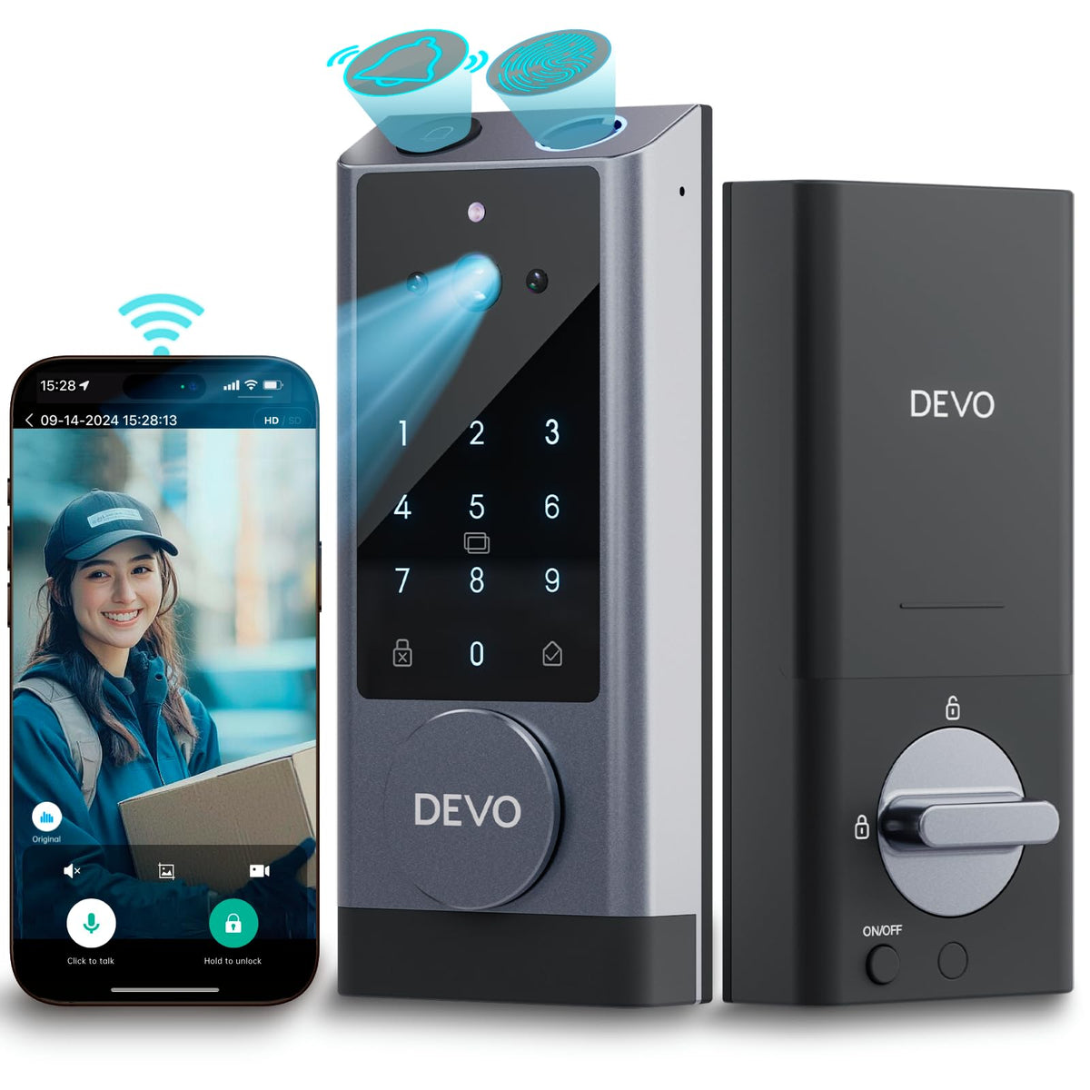 Devo G1 Video Smart Lock With Camera&Doorbell,6 In 1 Keyless Entry Door Lock With App Remote,Fingerprint Id,Auto Lock,Built In W
