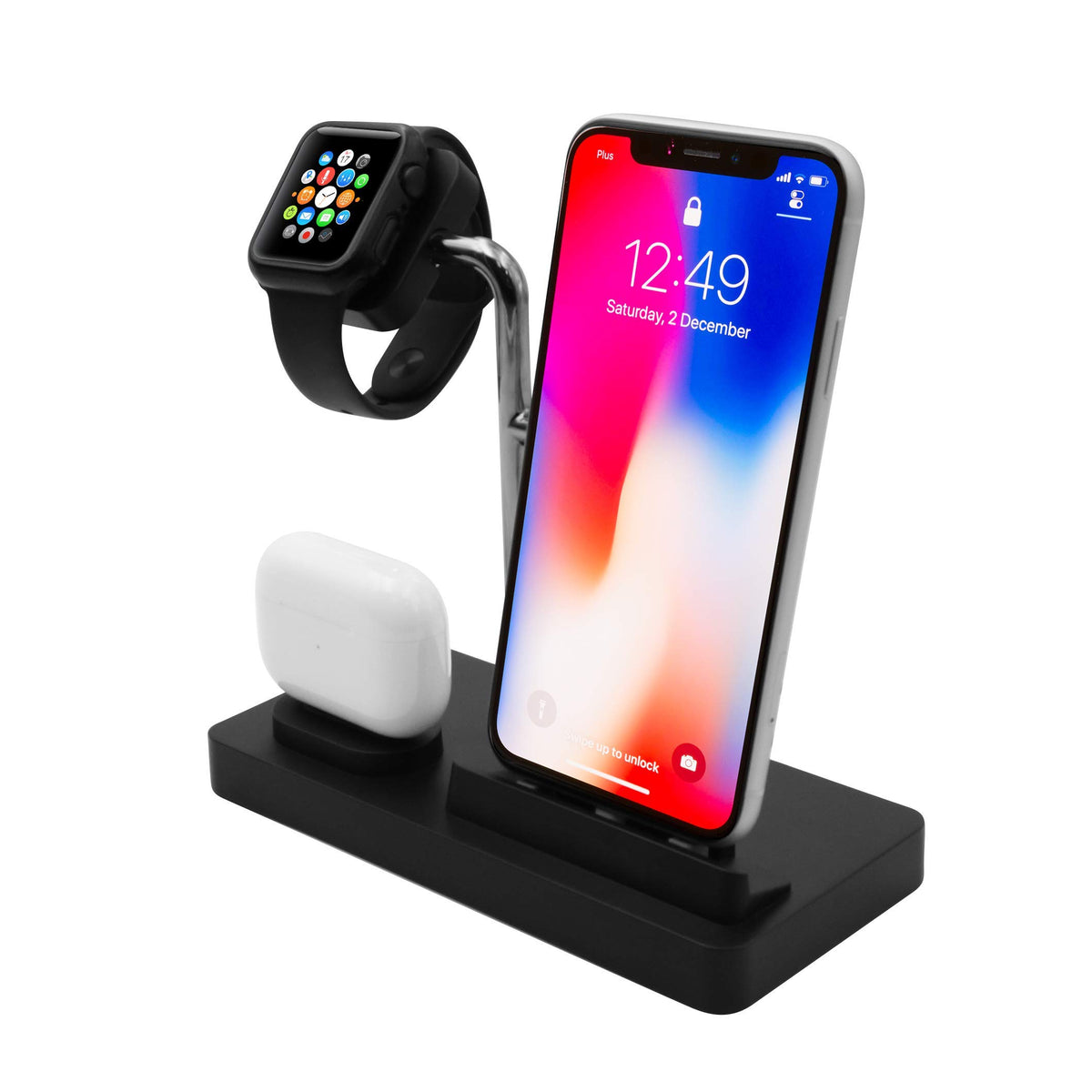 Macally Apple Charging Stand For Apple Watch And Iphone And Airpods - 3 In 1 Apple Watch Holder Stand Charger, Dock Compatible W