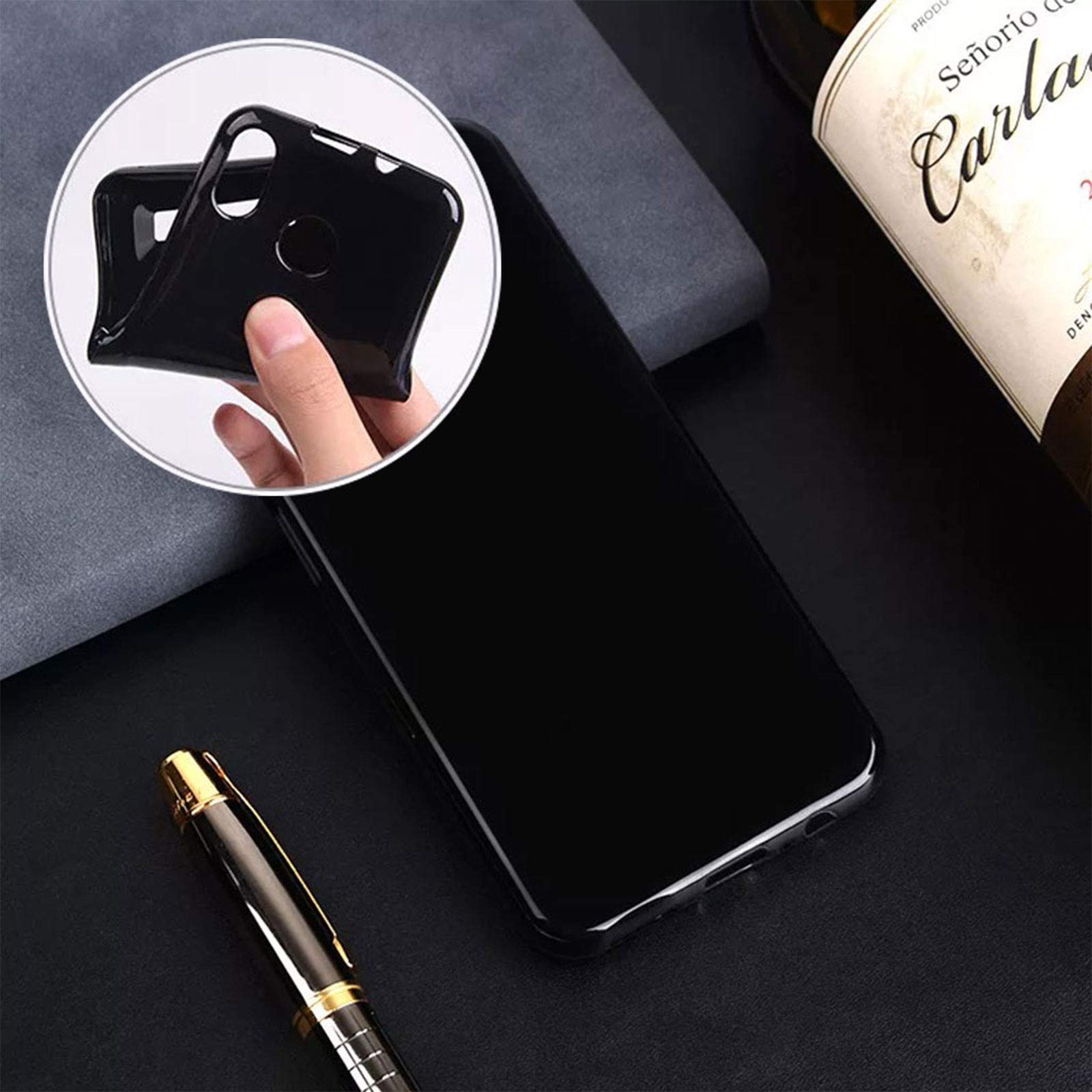 Aqggiixy Phone Case For Motorola Edge 50 Pro, With 1 Pcs Screen Protector, 360 Rotatable Ring Holder, Ultra Thin Black Soft Sili