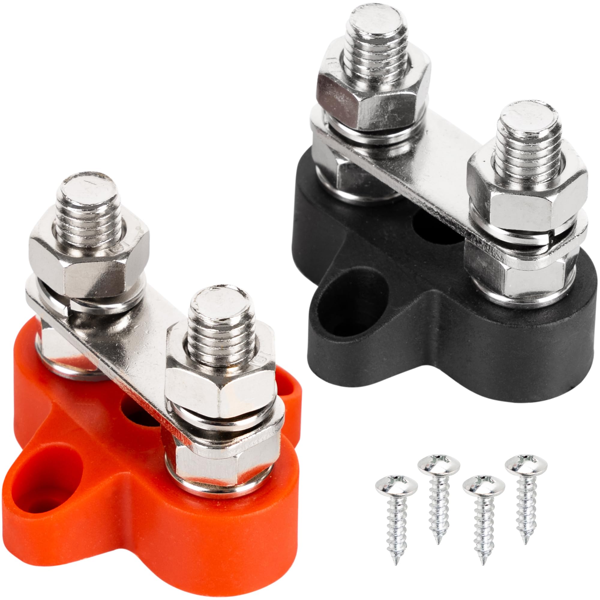 Bluestars 2 Packs 5/16'' (M8) Dual Bus Bar Max 48V Dc 250A   Power Distribution Block, Insulated Studs Battery Junction Terminal