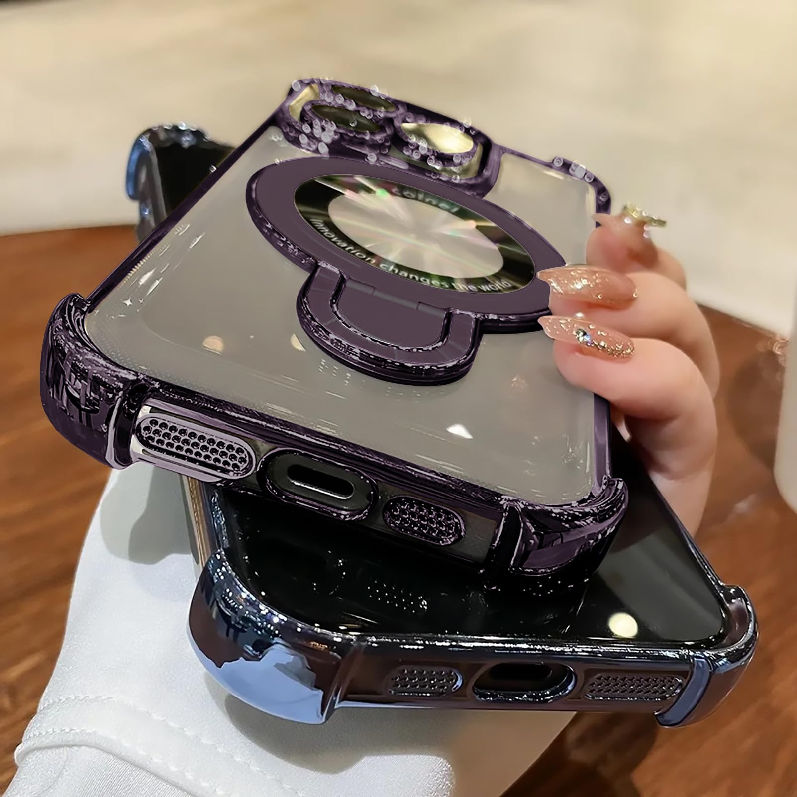 Uioeua For Iphone 13 Pro Max Case With Magnetic Ring Stand,[Compatible With Magsafe] Four Corners Shockproof [Military Grade Dro