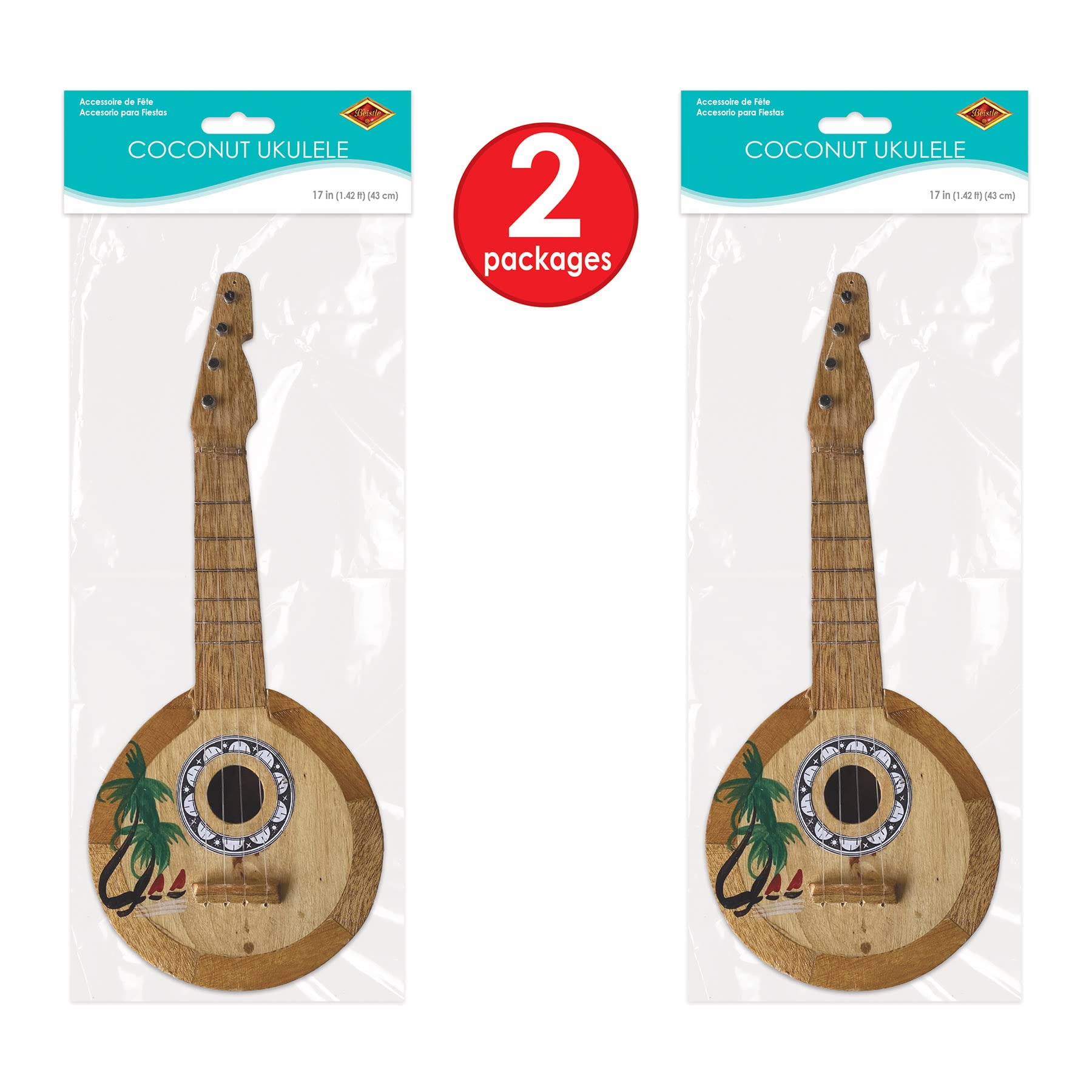 Coconut Ukulele 2 Piece Luau Party Supplies