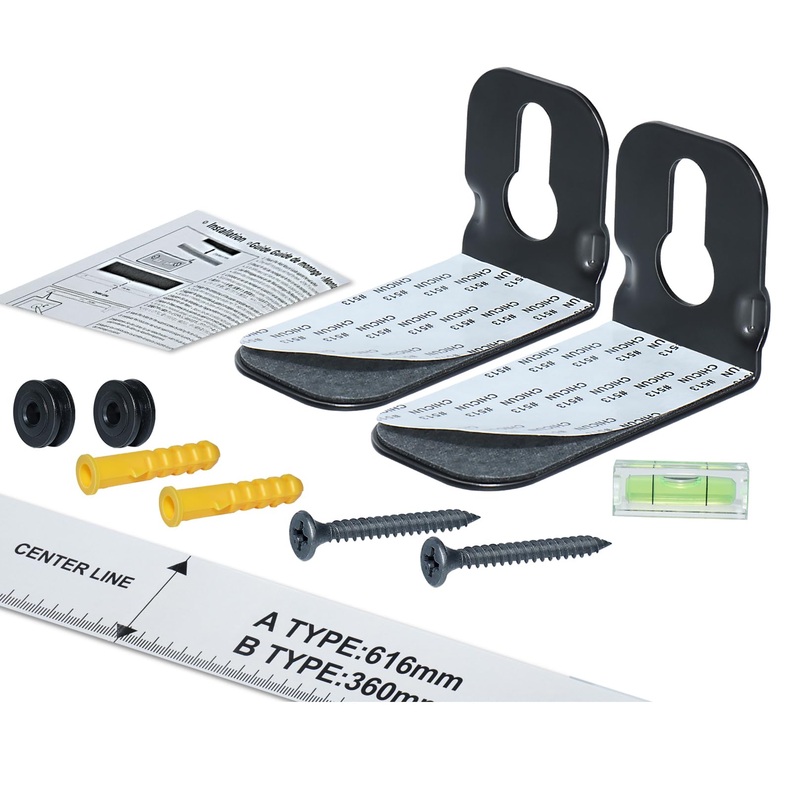 Leewardship Universal Soundbar Mount Shelf For Lg, Samsung, Roku, Sony, Jbl, Vizio, Bose Soundbar Wall Mount Bracket(2Pcs), Blac