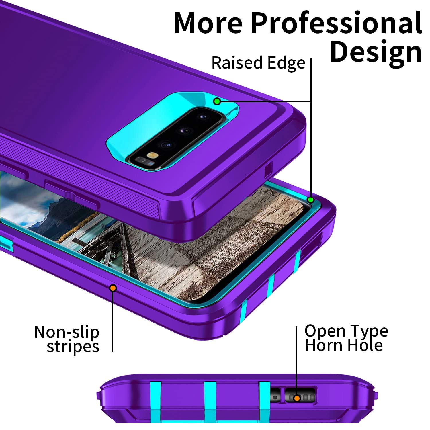 Mieziba For Galaxy S10 Case,Heavy Duty Shockproof Dust/Drop Poof 3 Layers Full Bady Protection Rugged Case For Galaxy S10,Purole