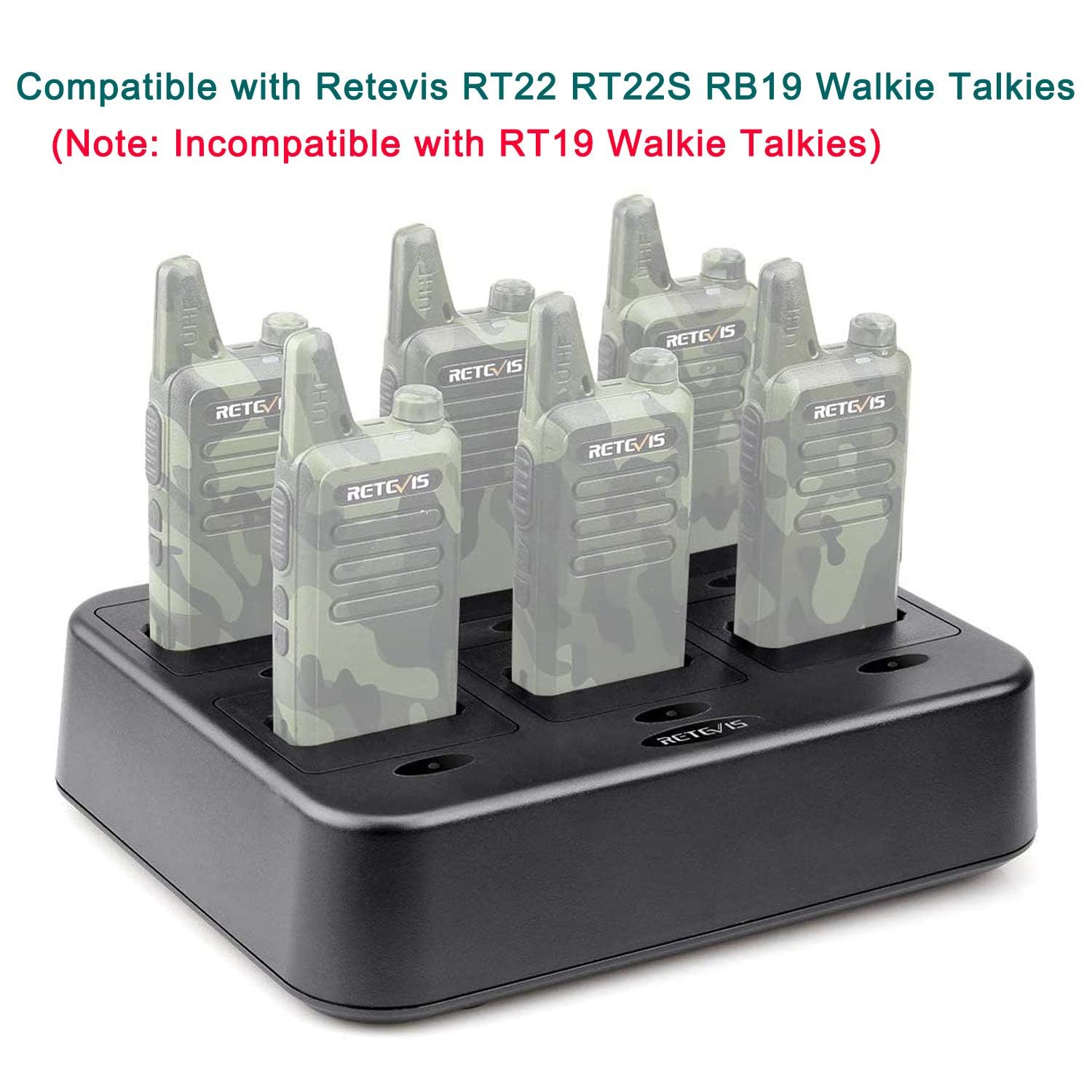 Retevis Rt22 Walkie Talkie Charger, Six Way Charger, Multi Unit Charging Station, Compatible With Retevis Rt22 Rt22S Rb19 Rb19P Rb39 Rb39P Walkie Talkie (1 Pack)
