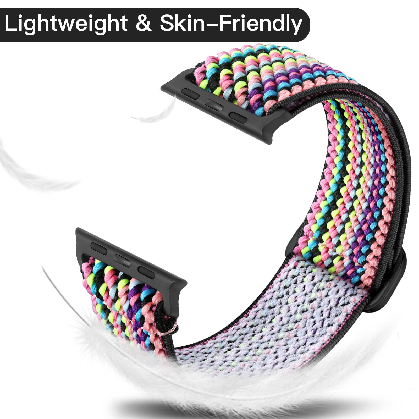 Lerobo Stretchy Solo Loop Nylon Band Compatible With Apple Watch Bands 40Mm 38Mm 41Mm For Women Men Elastic Band For Iwatch Seri