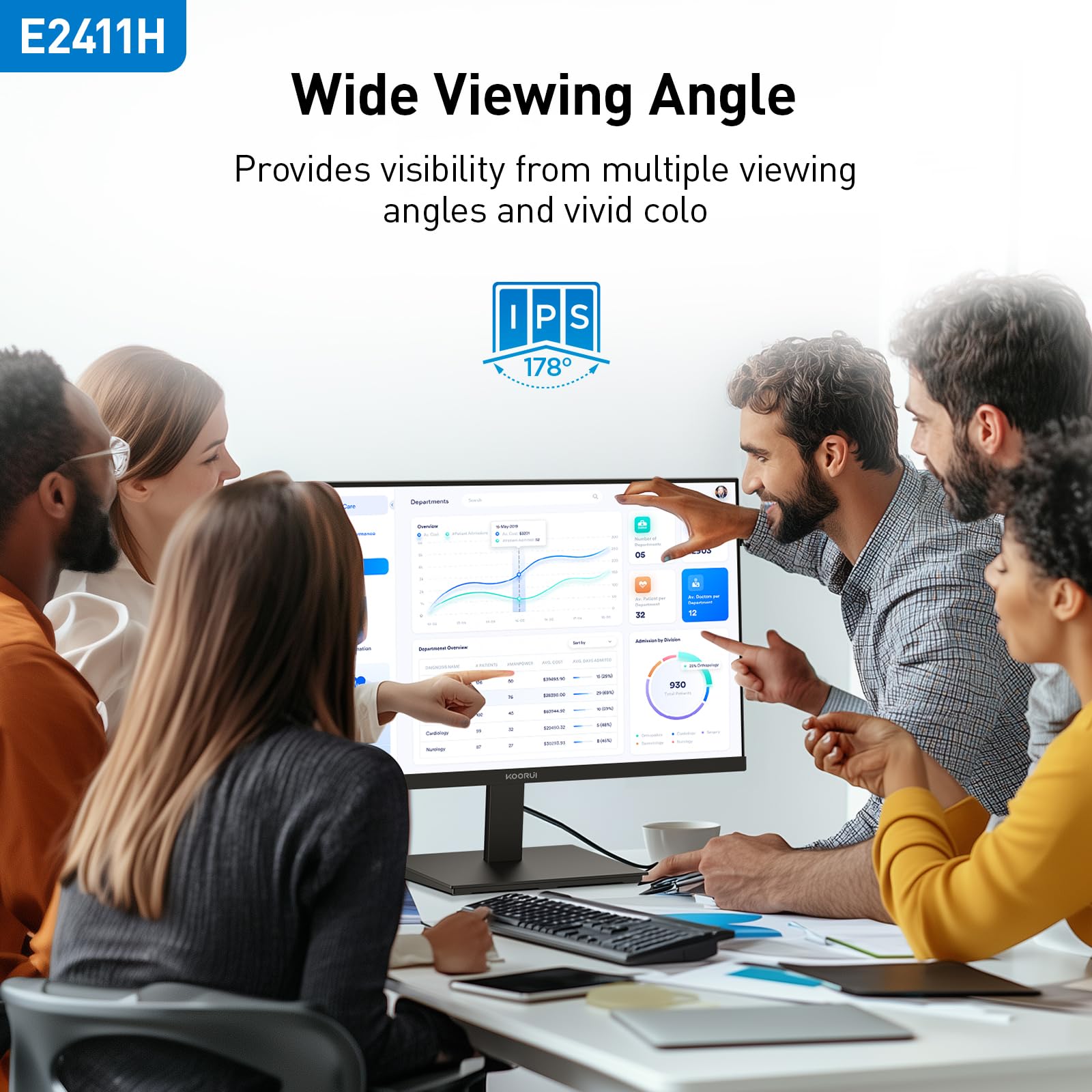 Koorui 24 Inch Monitor 120Hz, Full Hd 1980 * 1080P Ips Ultra Thin Computer Monitor With Adaptive Sync, Vesa 100 * 100Mm Mountabl