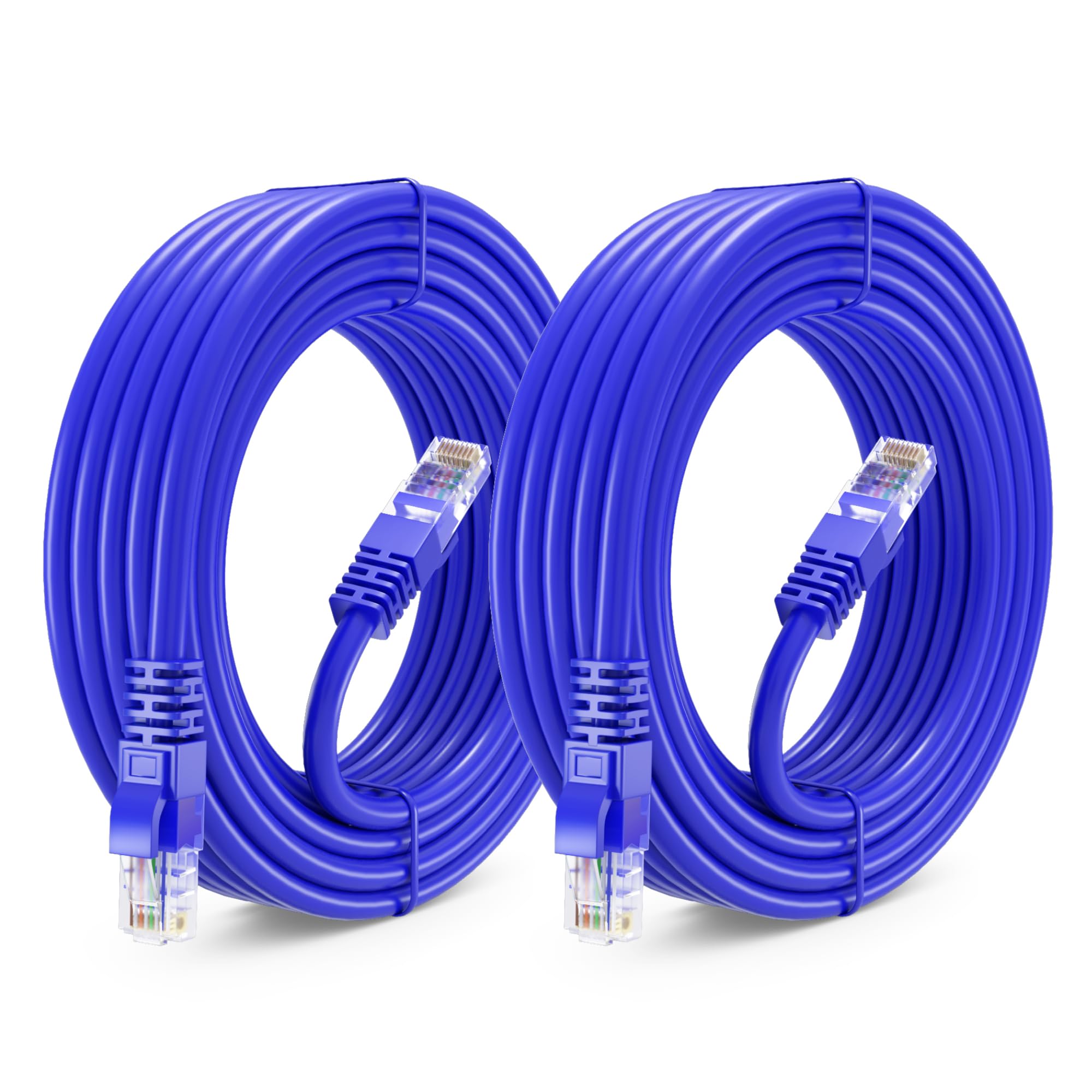 Maximm Cat 6 Ethernet Cable 20 Ft (2 Pack)   High Speed Lan Cable, Internet Cable, Patch Cable, And Network Cable   Utp, 10Gbps, 550Mhz Cat6 Cable   Blue