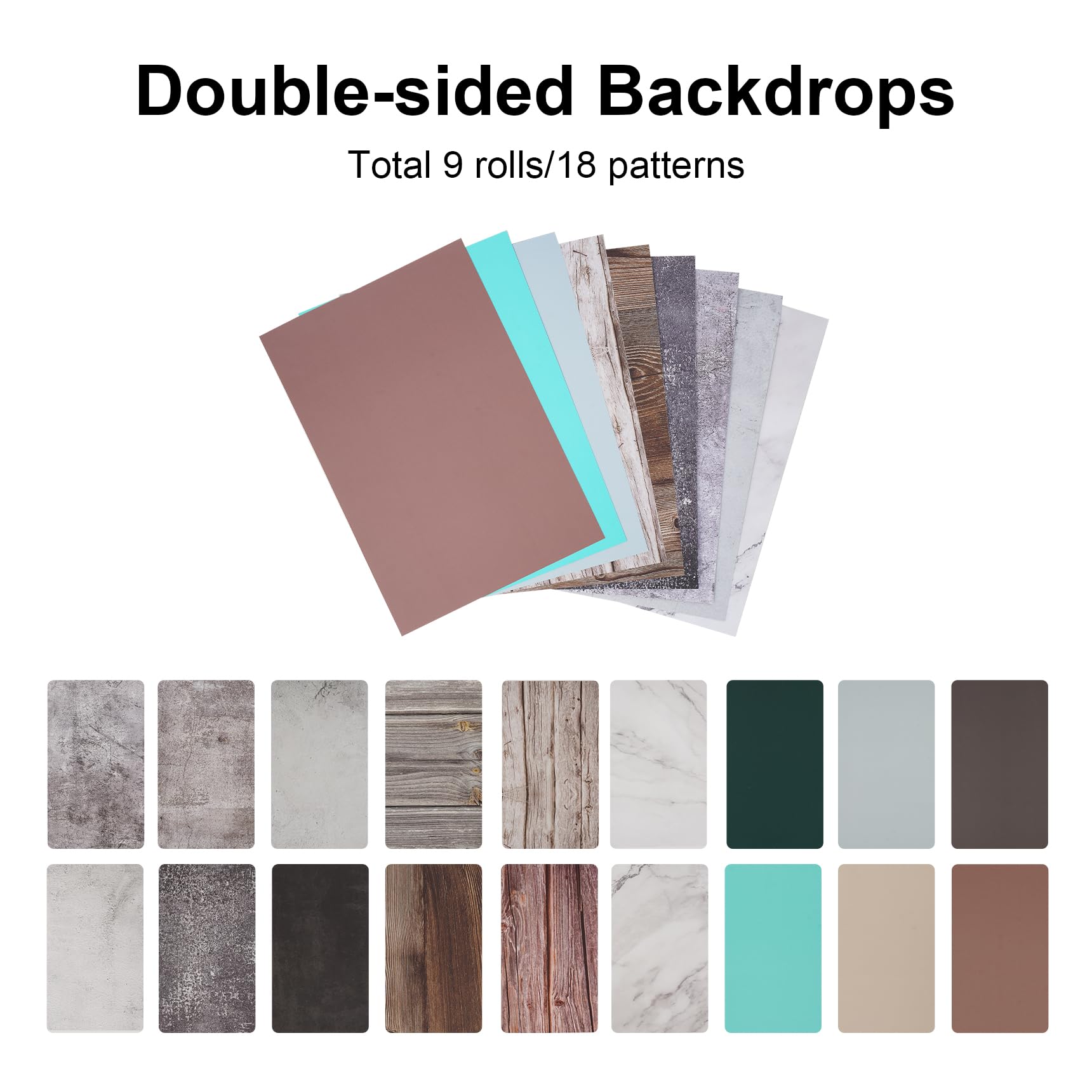 Meking 9Pcs 18Patterns Small Product Photography Backdrop Kit Photo Backdrop Board For Food Photography   Double Sided Tabletop