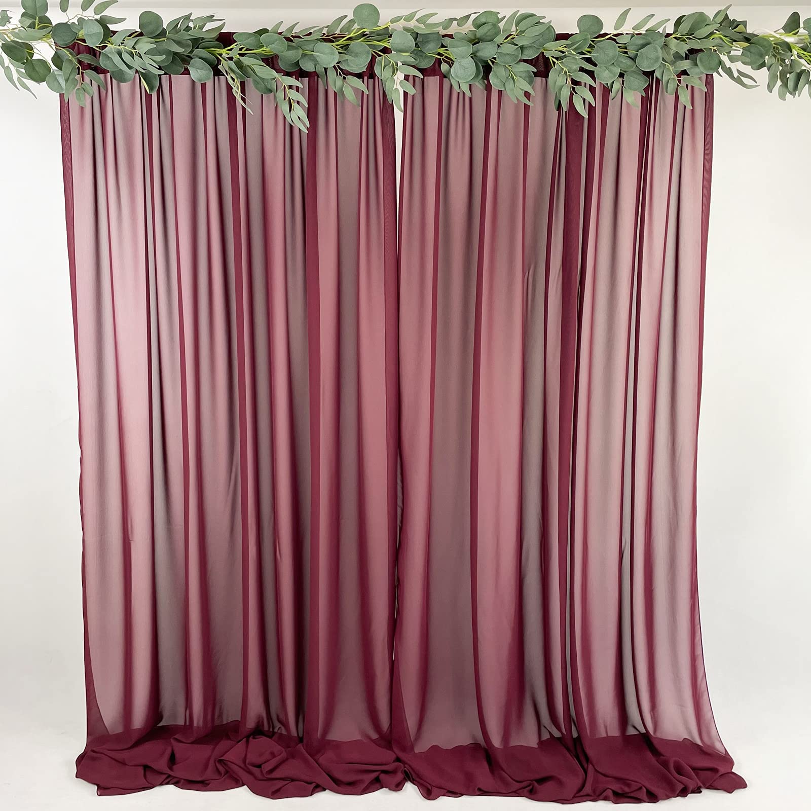 Ehldekol Sheer Chiffon Backdrop Curtains 10Ft X 10Ft, Chiffon Fabric Drapes For Wedding, Long Sheer Curtain For Living Room, Arc