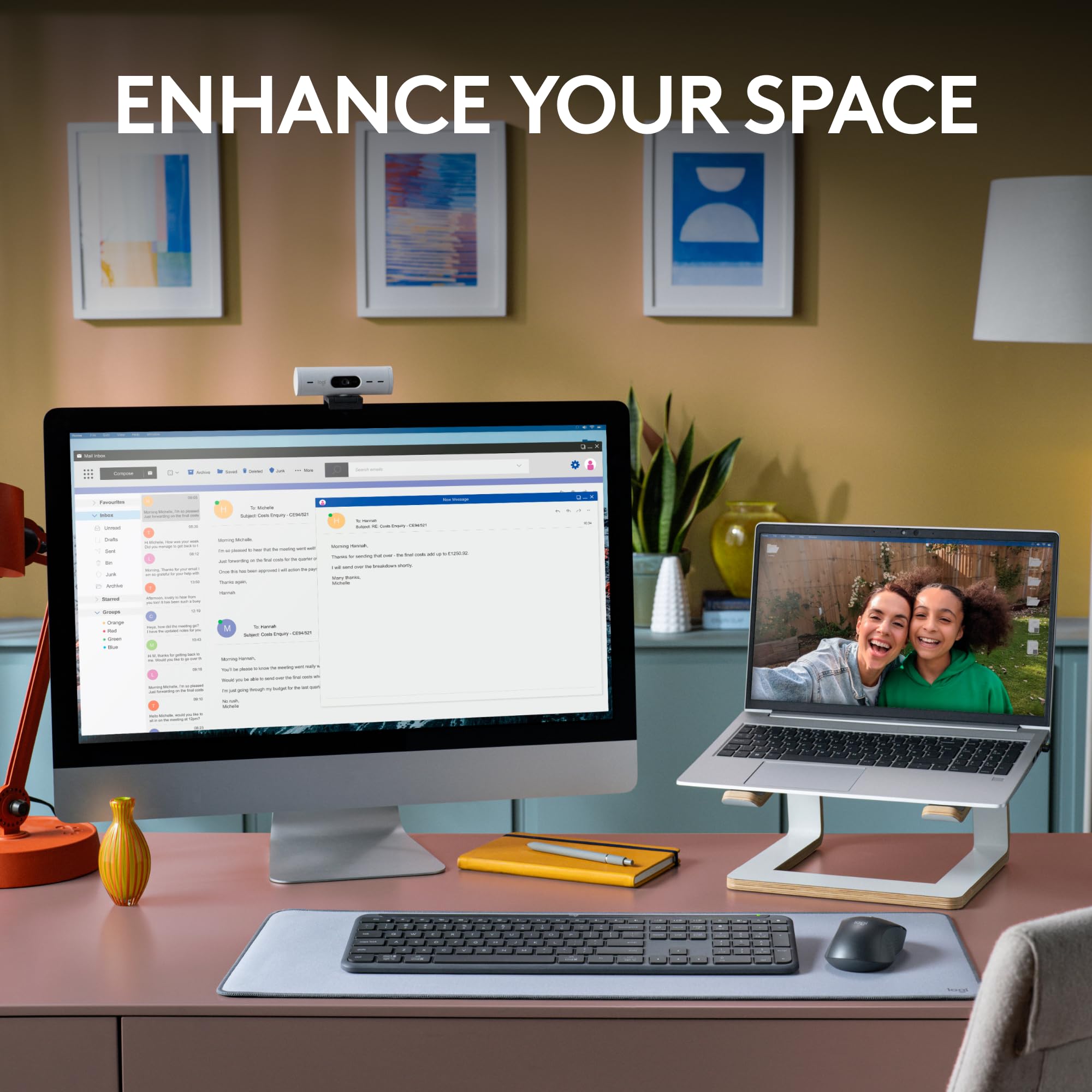 Logitech Mk955 Signature Slim Wireless Keyboard And Mouse Combo, For Larger Hands, Quiet Typing And Clicking, Switch Across Thre