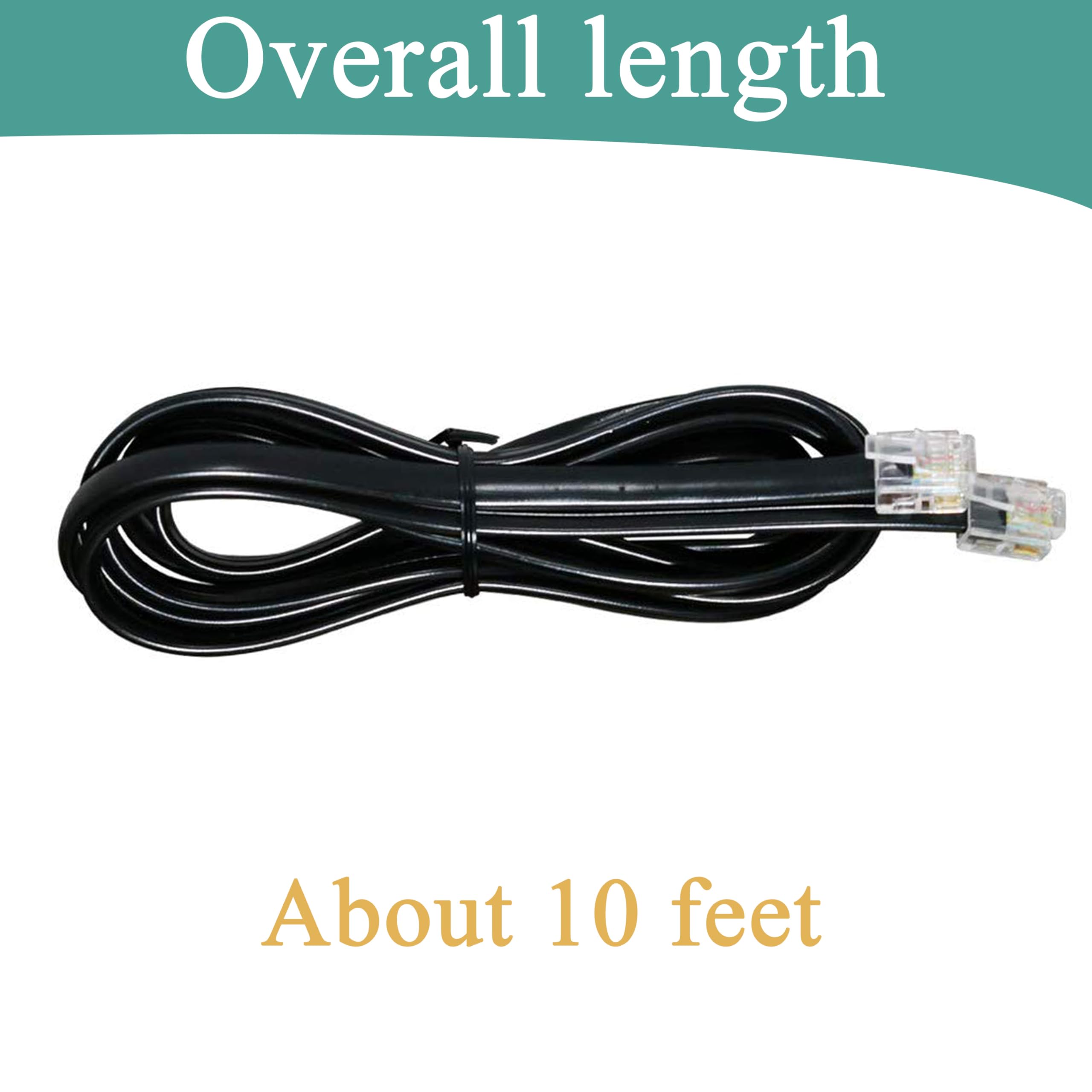 Hpwfhplf Telephone Wires, 2Pcs 10 Feet 6P6C Telephone Cord Cable For Landline Phones, Rj12 Male To Male Coiled Wire (Straight 6P