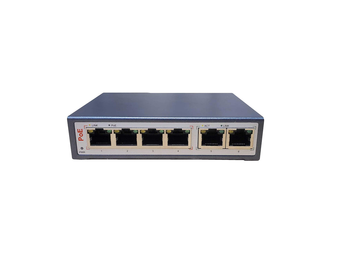 Ipcampower 4 Port 802.3Bt Poe Network Switch W/ 2 Uplink Ports | Designed For Poe Lighting And High Powered Ip Cameras | Poe++ C