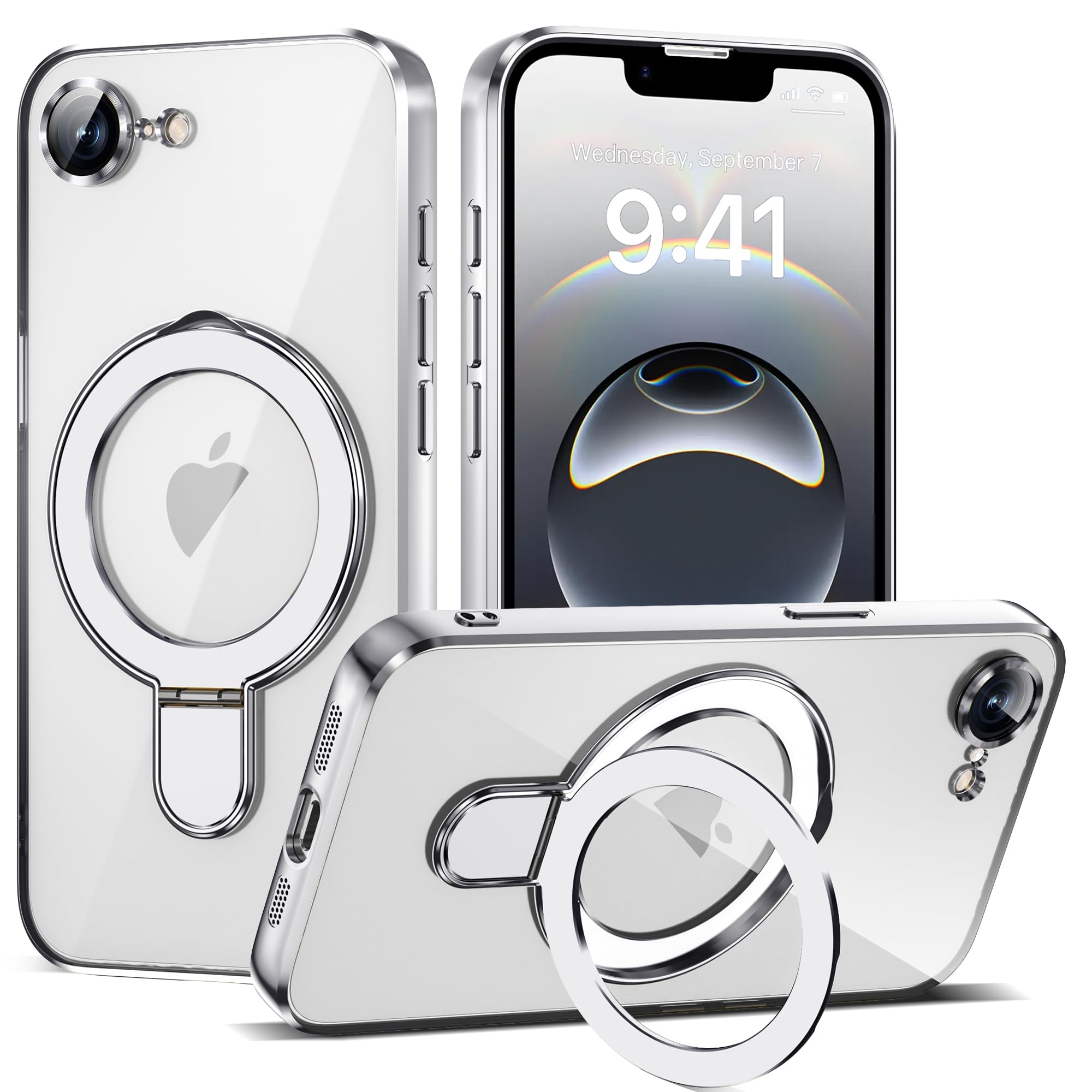 ETPESOK Compatible with iPhone 17E/16E Case with Invisible Magnetic Ring Stand [Compatible with Mag-Safe] [Full Camera Lens Prot