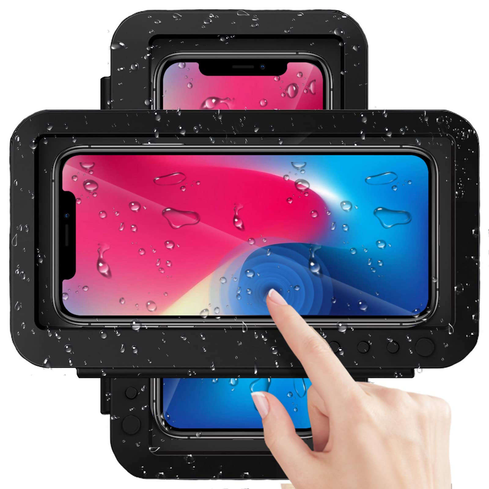 Shower Phone Holder Waterproof - Anti Fog High Sensitivity Touch Screen, 360Rotation Wall Mount Shower Case For Phone For Bathro