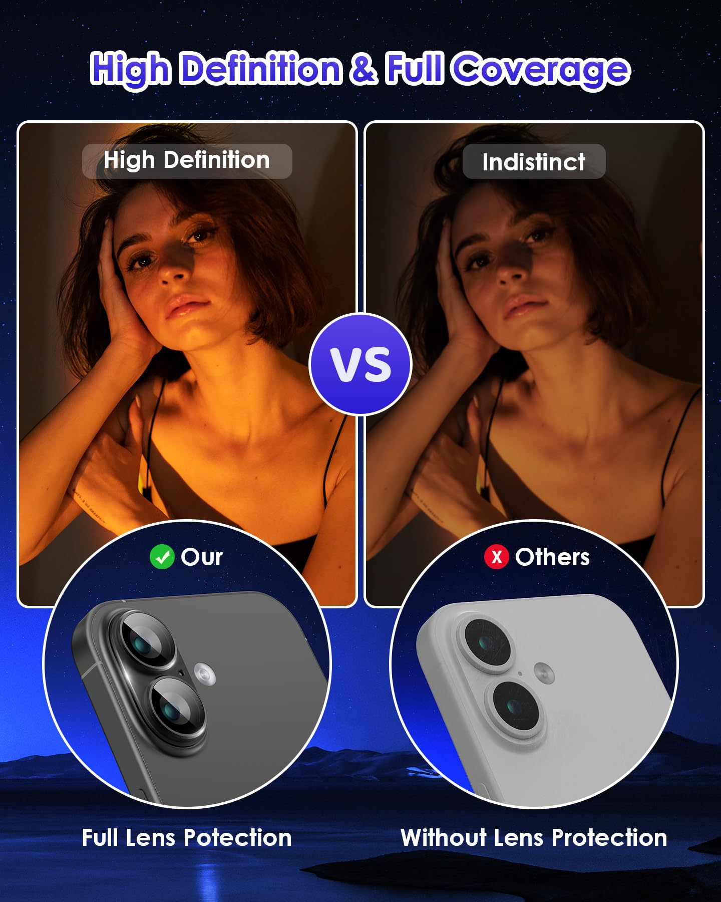 Kanosan For Iphone 16 Plus/Iphone 16 Camera Lens Protector Metal Plus Aluminium Alloy Ring 9H Tempered Glass Screen Case Friendl